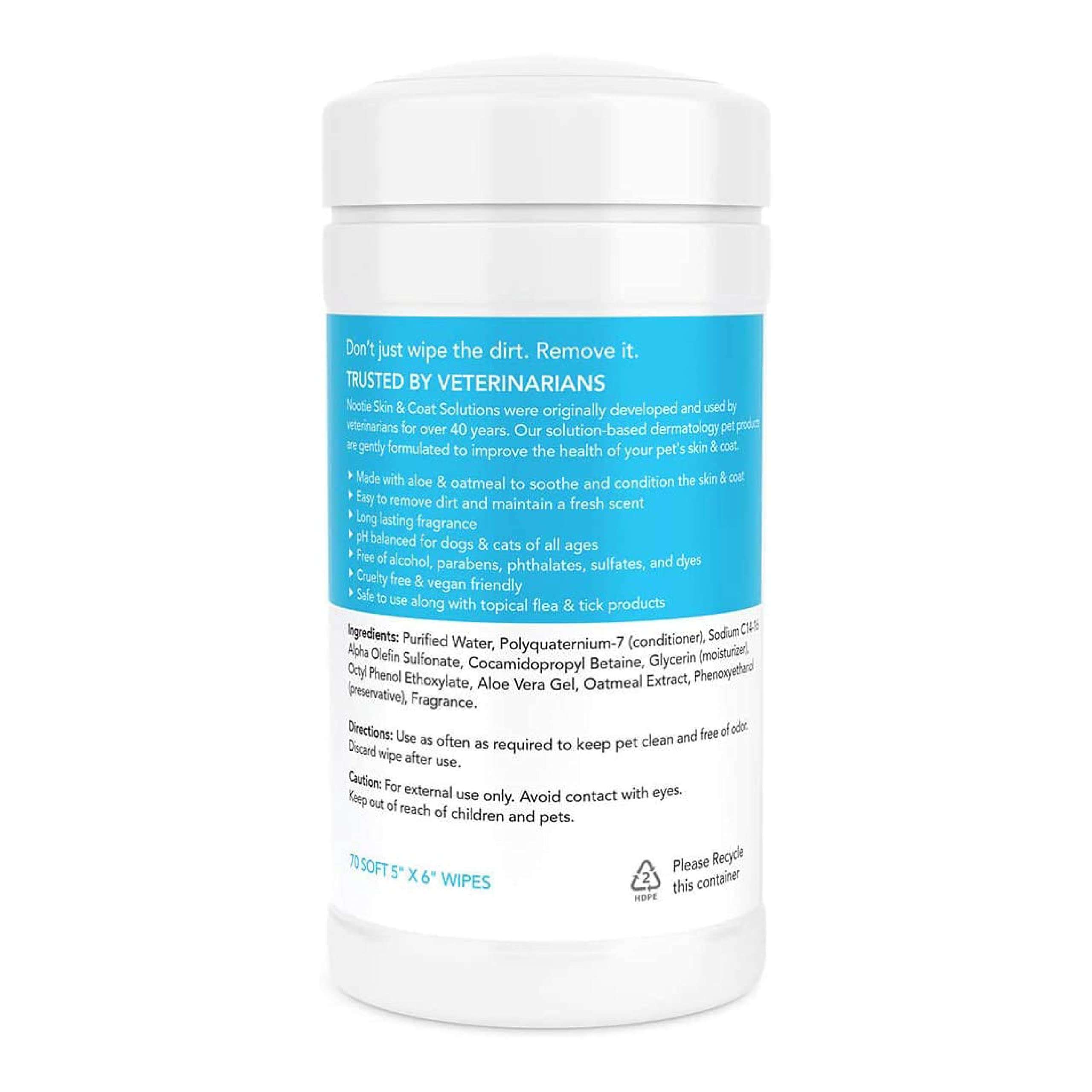 Nootie Waterless Shampoo Wipes for Dogs & Cats (70 Wipes, Sweet Pea & Vanilla) - Image 2