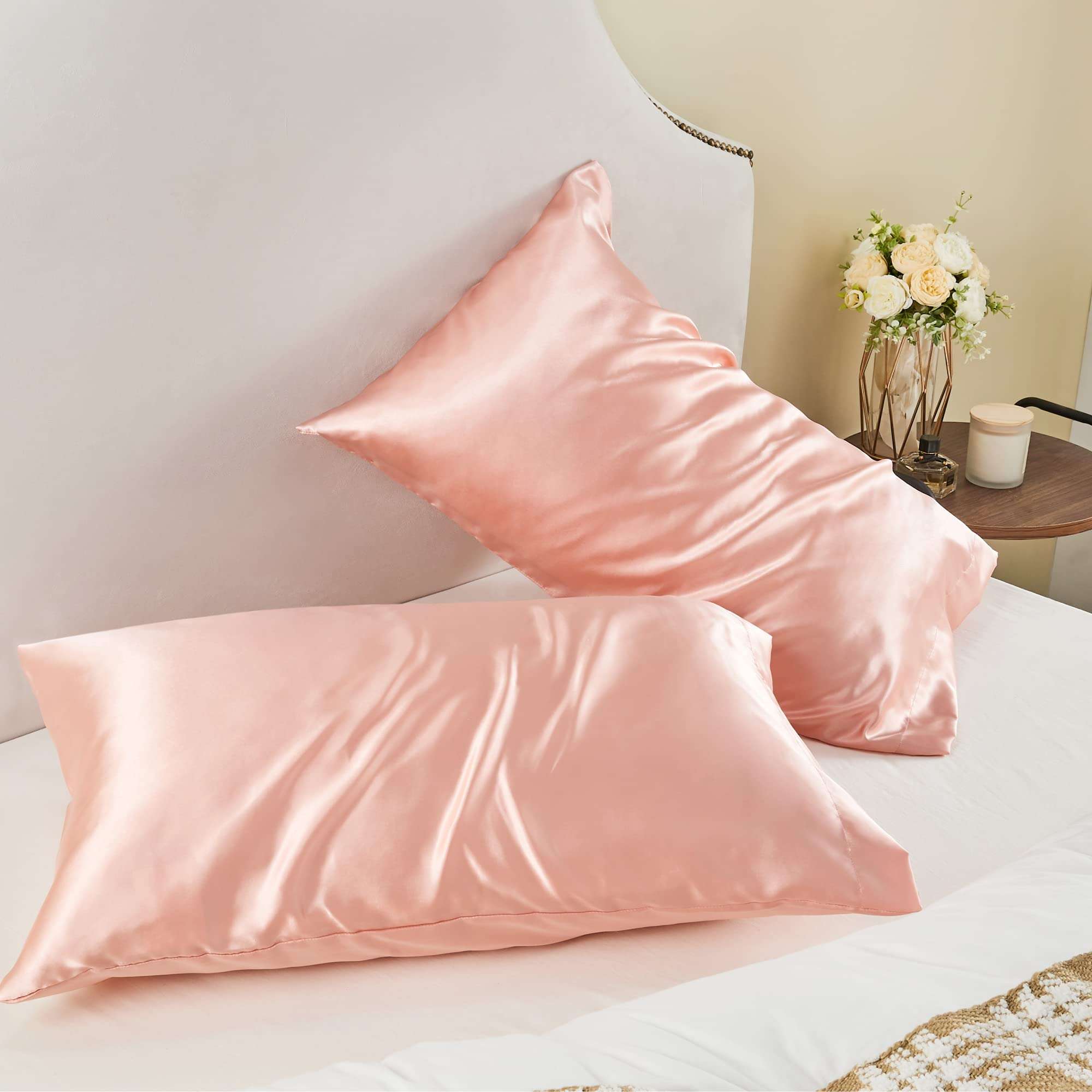 BEDELITE Satin Pillowcase for Hair and Skin, Super Soft and Cooling Similar to Silk Pillow Cases 2 Pack with Envelope Closure, Gift for Women Men(20"x26" Standard Size, Coral) - Image 8