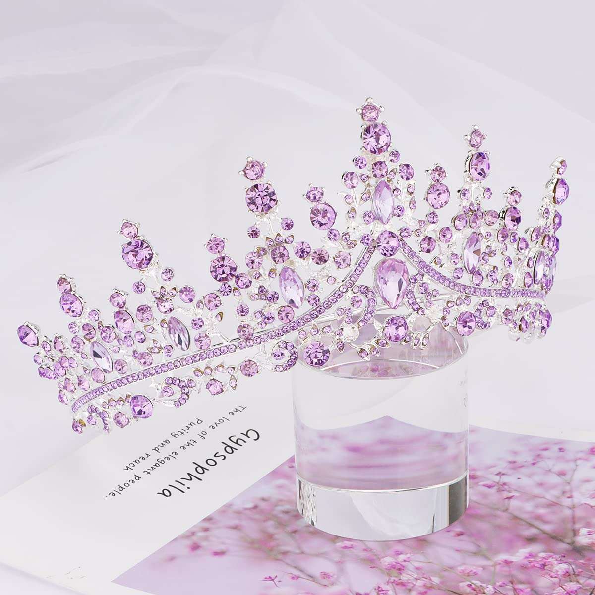 TOBATOBA Tiaras for Women, Purple Crystal Tiara Crowns for Women, Wedding Tiara for Bride Queen Crown, Royal Princess Quinceanera Headpieces for Birthday Prom Pageant Halloween Cosplay Accessories - Image 5