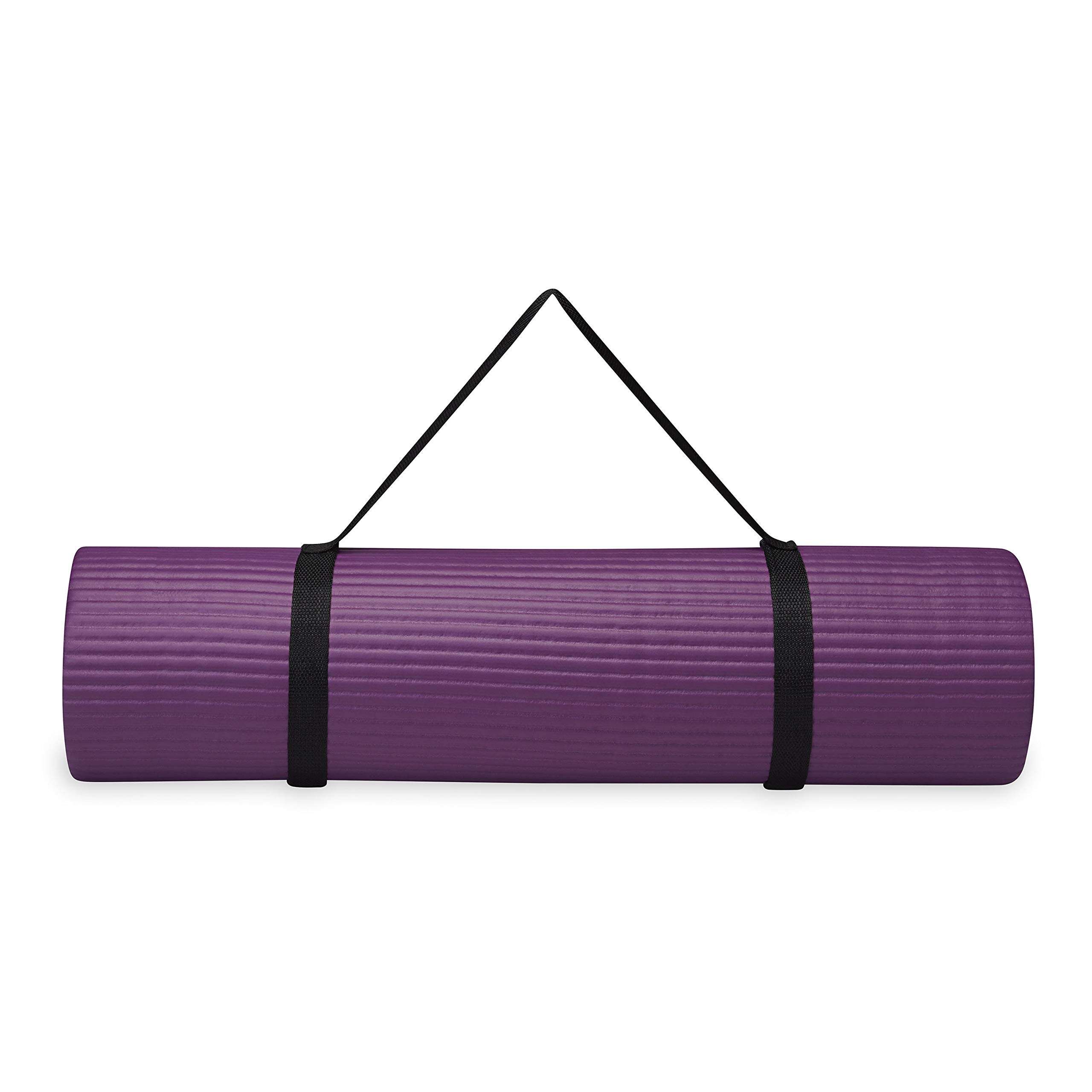 Gaiam Essentials Thick Yoga Mat Fitness & Exercise Mat with Easy-Cinch Carrier Strap, Purple, 72"L X 24"W X 2/5 Inch Thick, 10mm - Image 8