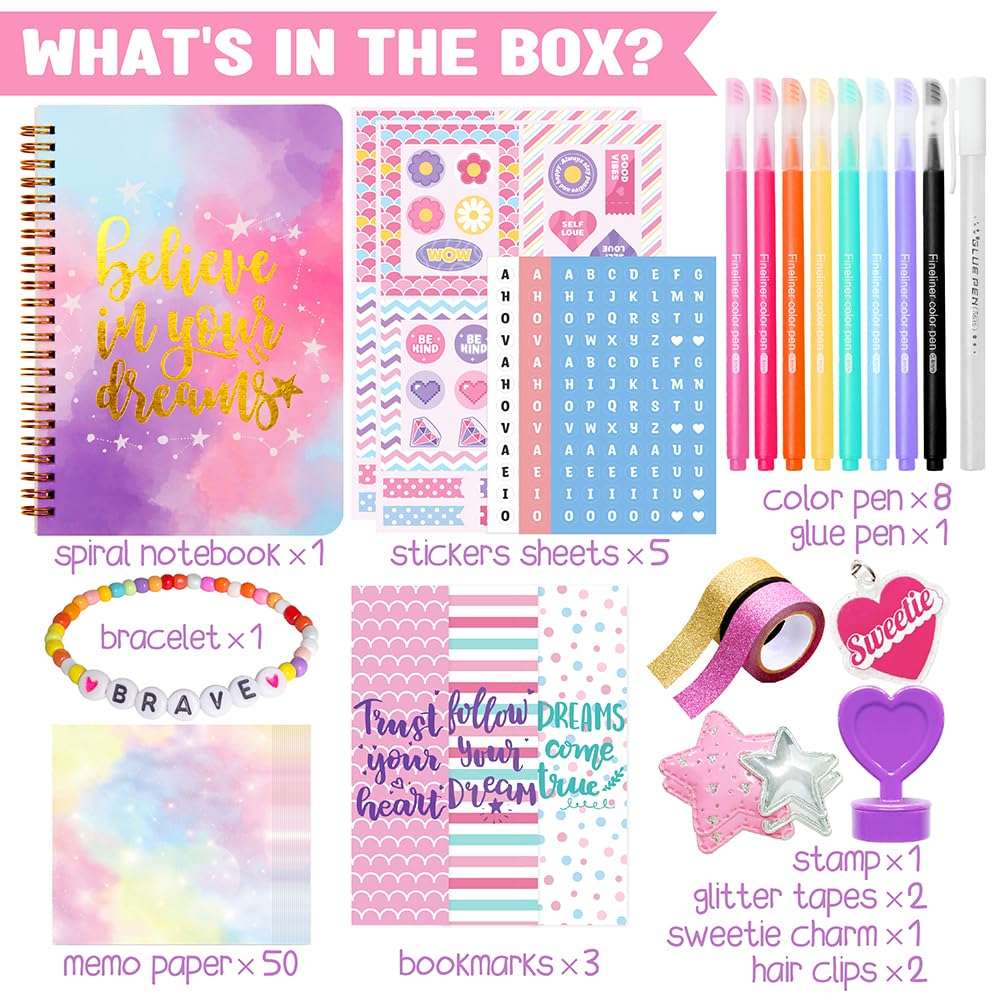 Nollh DIY Journal Kit for Girls - DIY Journal Set for Tween & Teen Girls, Stationery Set, Scrapbook & Diary Supplies Set, Journaling Art Crafts Kit, Ideal Gifts for 8 9 10 11 12 13 14 Year Old Girl - Image 6