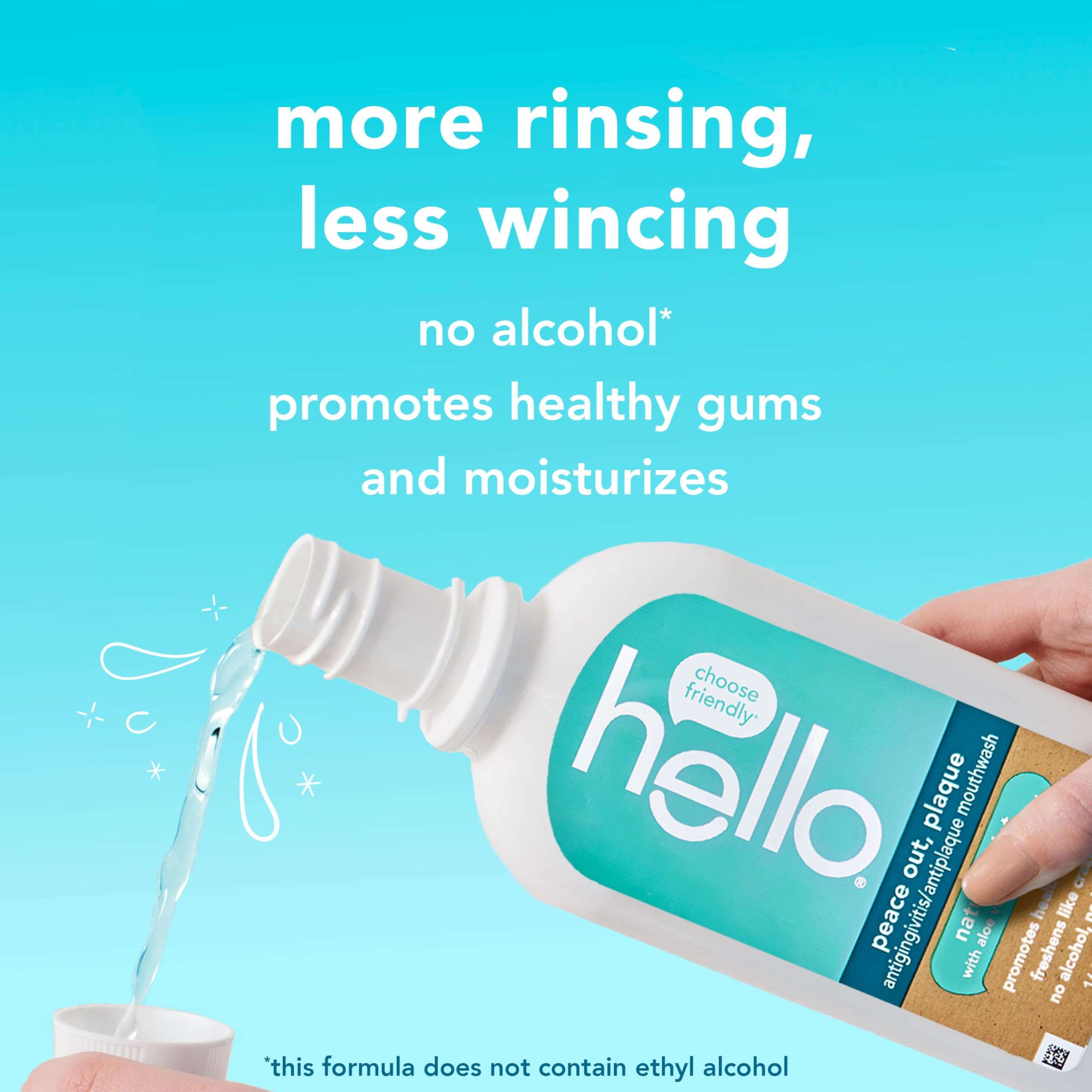 Hello Peace Out Plaque, Antigingivitis Alcohol Free Mouthwash, Natural Mint with Aloe Vera and Coconut Oil, Fluoride Free, Vegan, SLS Free and Gluten Free, 16 Ounce (Pack of 3) - Image 5