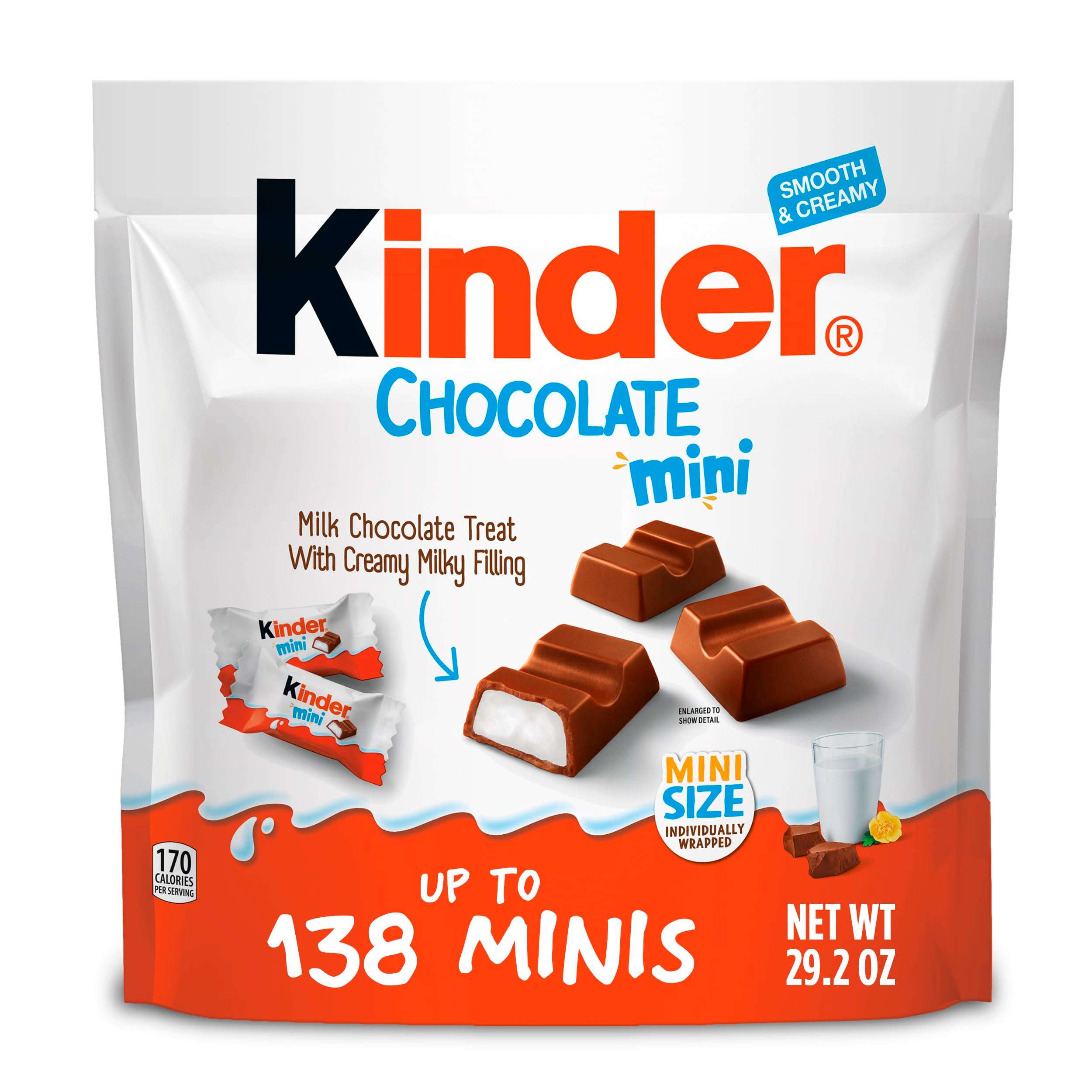 Kinder Chocolate Mini, 29.2 oz Bulk Pack, Up to 138 Minis, Milk Chocolate Bar with Creamy Milky Filling, Individually Wrapped Candy - Image 1