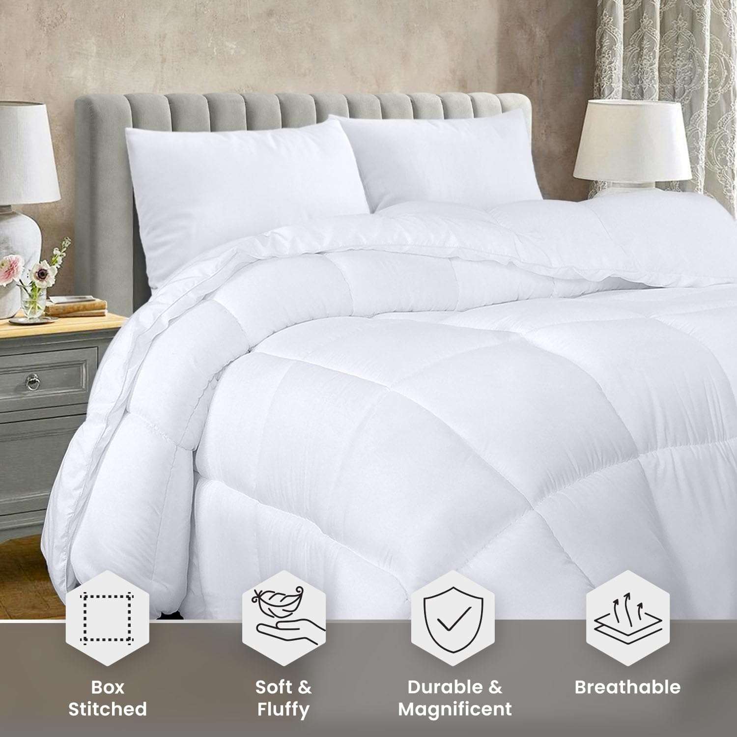 Utopia Bedding Comforter Duvet Insert, Quilted Comforter with Corner Tabs, Box Stitched Down Alternative Comforters Queen Size (White) - Image 5