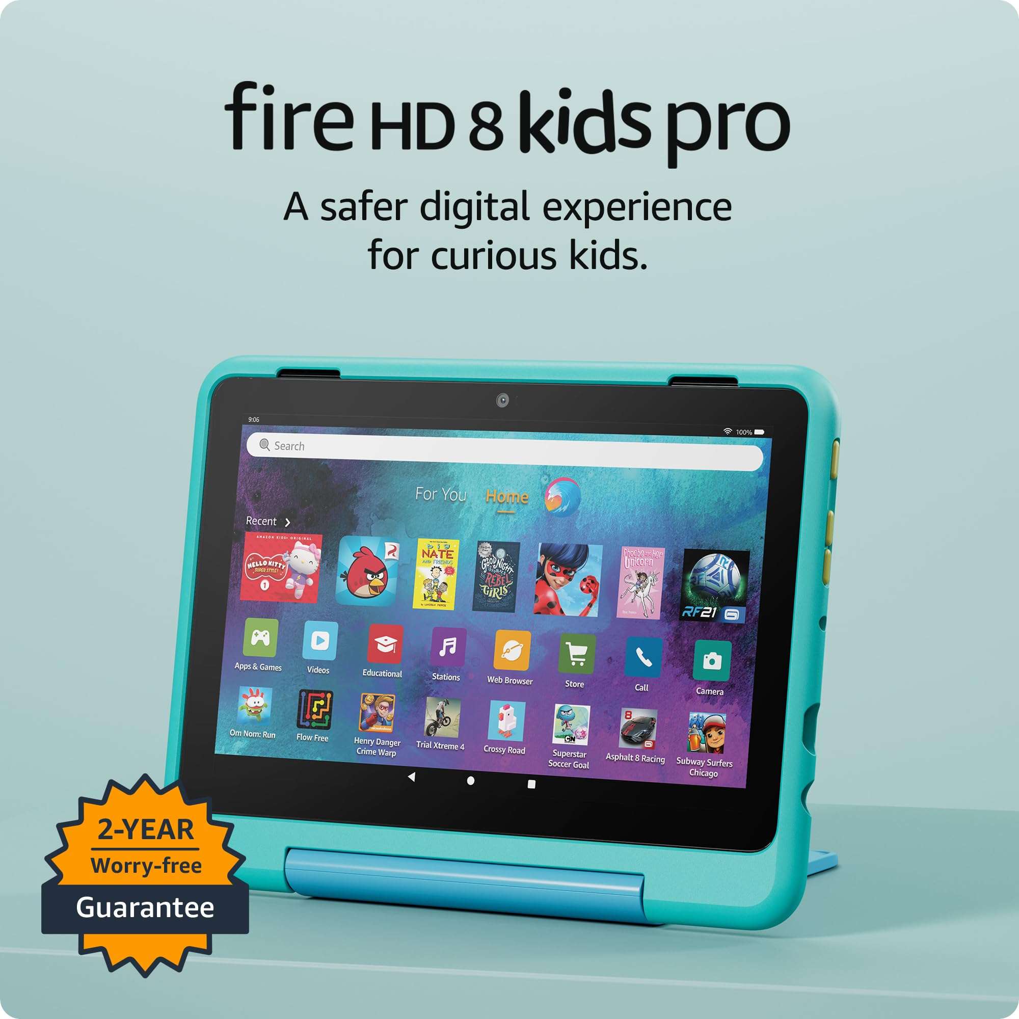 Amazon Fire HD 8 Kids Pro tablet (newest model), ages 6-12. Bright 8" HD screen, includes ad-free content, parental controls, 13-hr battery, slim case for older kids, 32GB, Hello Teal - Image 7