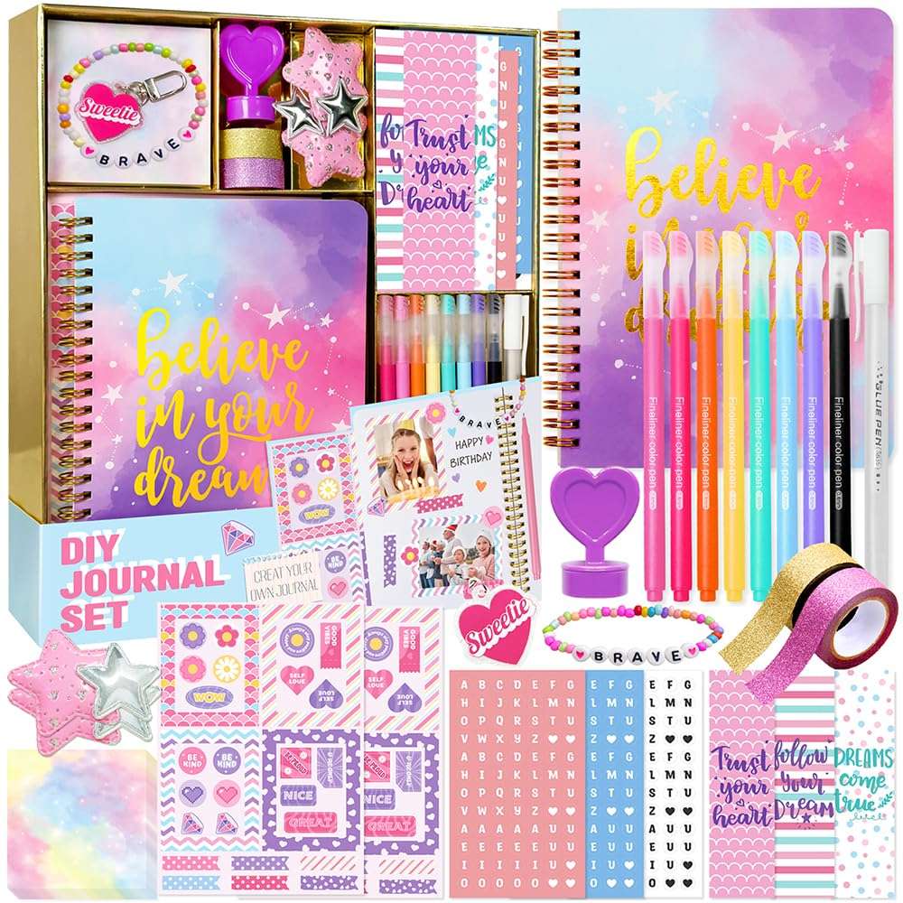 Nollh DIY Journal Kit for Girls - DIY Journal Set for Tween & Teen Girls, Stationery Set, Scrapbook & Diary Supplies Set, Journaling Art Crafts Kit, Ideal Gifts for 8 9 10 11 12 13 14 Year Old Girl - Image 8