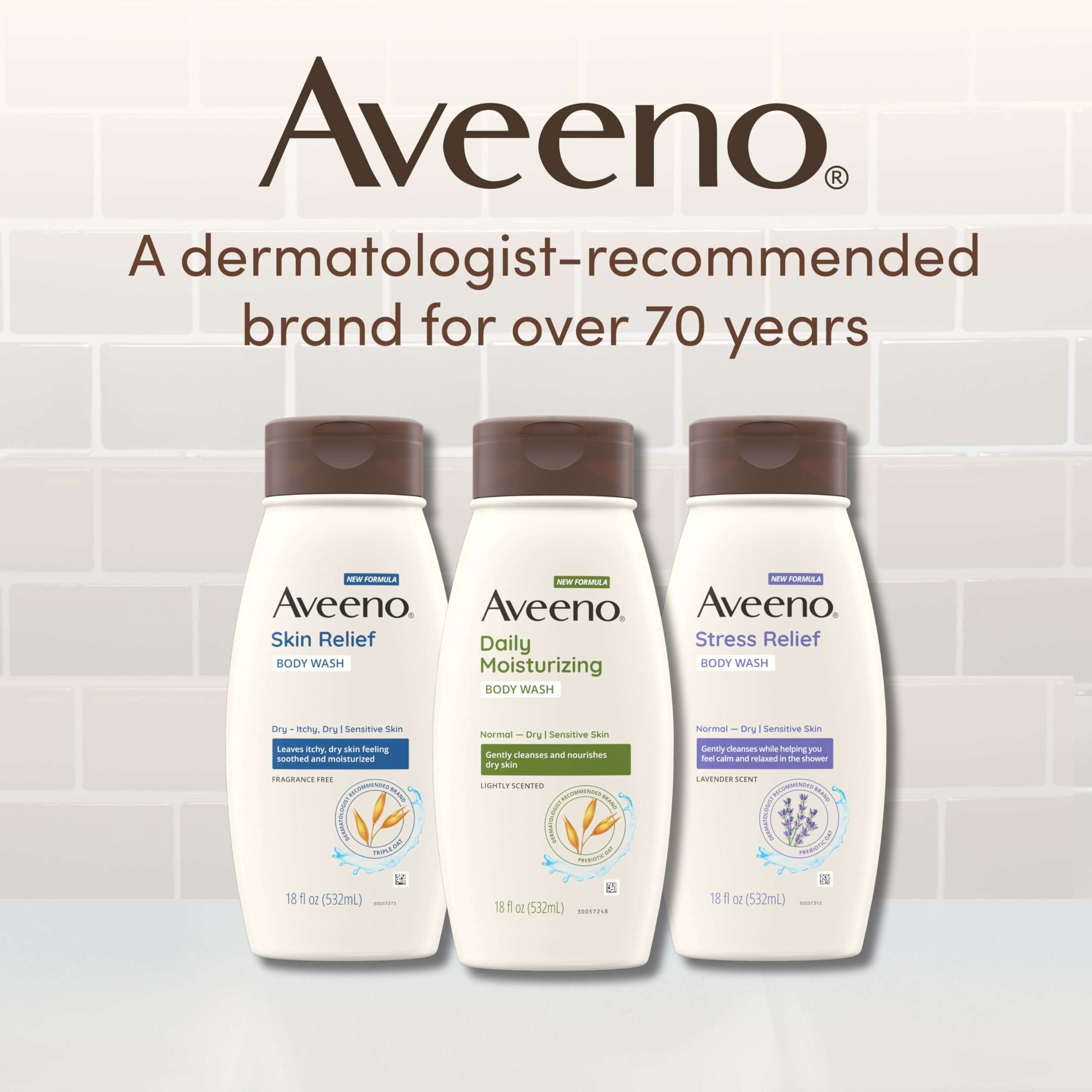 Aveeno Daily Moisturizing Body Wash for Sensitive Skin + Prebiotic Oat, Gently Cleanses Dry Skin & Feels Moisturizing, Light Fragrance, Travel Size, 2 fl. oz - Image 6