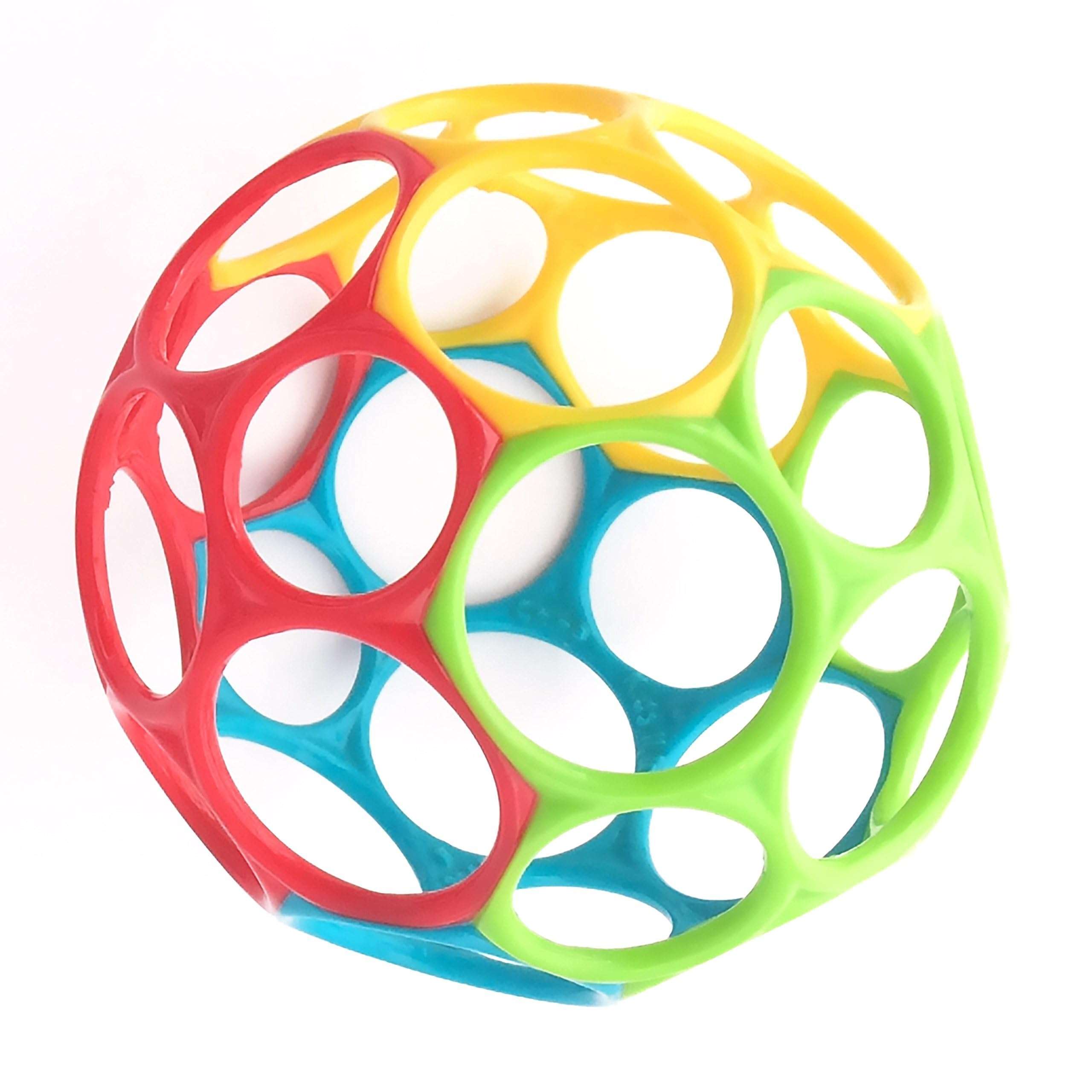 Bright Starts Oball Easy Grasp Classic Ball BPA-Free Infant Toy in Red, Yellow, Green, Blue, Age Newborn and up, 4 Inches - Image 1