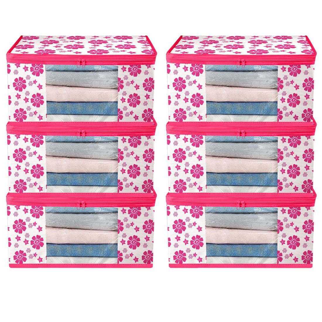 ANKIT INTERNATIONAL Garment Cover Presents Non Woven Floral print Saree Cover Storage Bags for Clothes pack of 6 - Image 1