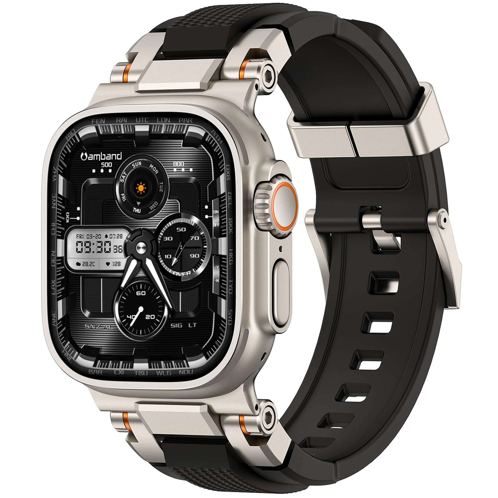 amBand M1 Sport Case Band for Apple Watch Ultra 3/2/1 & SE 3/2/1 & Series 11 10 9 8 7 6 5 4 3 49mm 46mm 45mm 44mm 42mm 41mm 40mm 38mm, Shockproof & Scratch Resistant Rugged Bumper for Men - Image 1