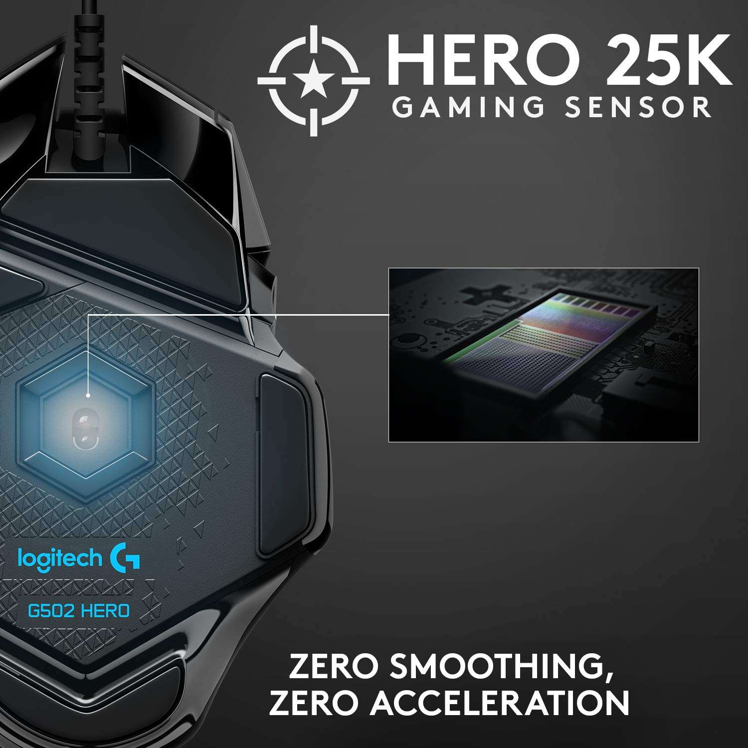Logitech G502 HERO High Performance Wired Gaming Mouse, HERO 25K Sensor, 25,600 DPI, RGB, Adjustable Weights, 11 Buttons, On-Board Memory, PC/Mac - Image 2