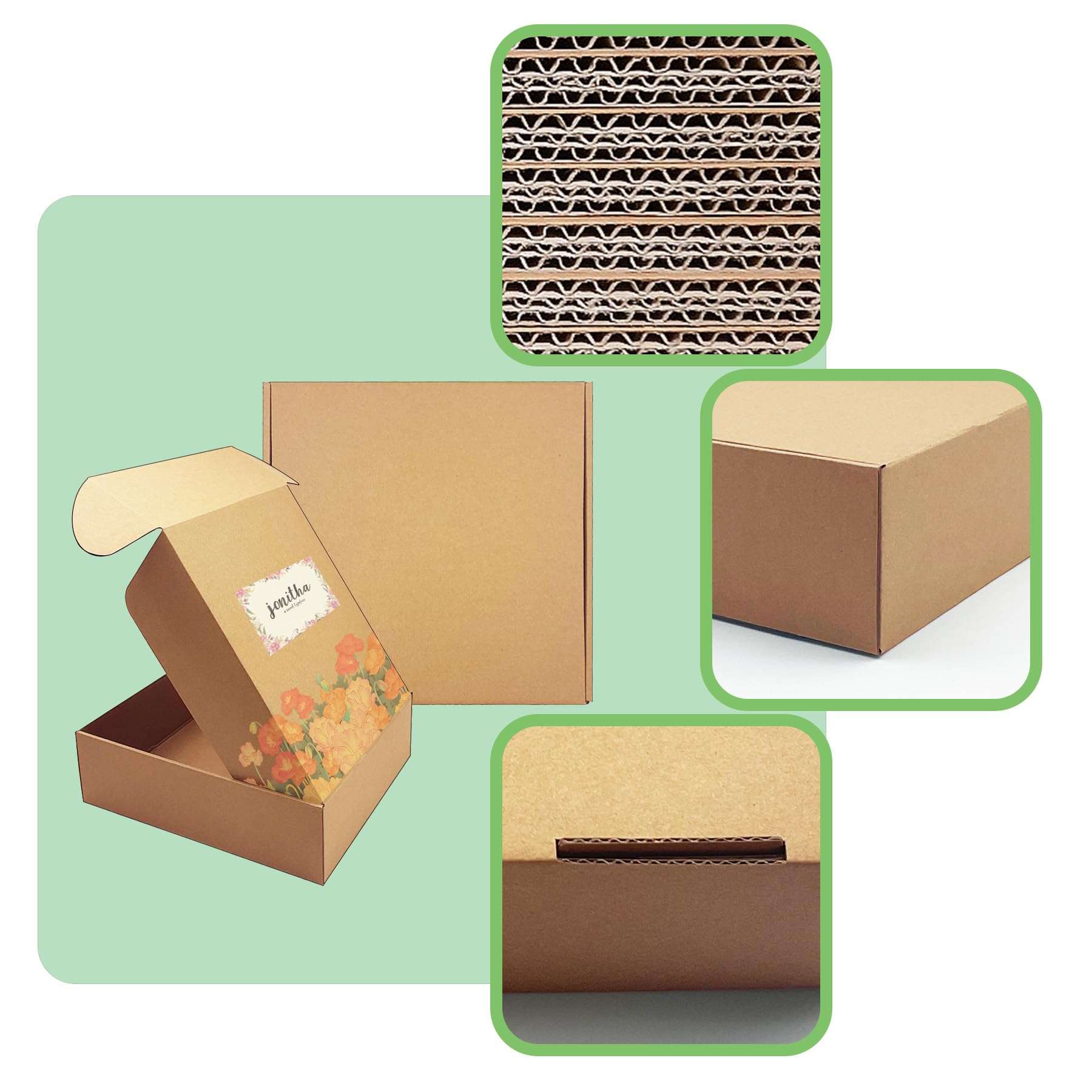 10x10x3 inch Shipping Boxes，Bulk 20 Pack，Brown Corrugated Mailers Cardboard Literature Mailer Box for Packaging Business, Mailing,Moving and Storage，Small Gift Boxes for Wrapping Mailing Present - Image 3