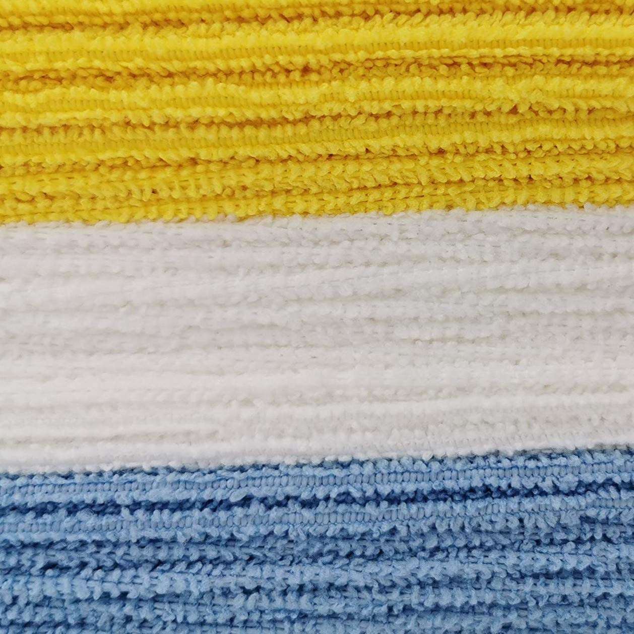 Amazon Basics Microfiber Cleaning Cloths, Ultra Absorbent, Lint Free, Streak Free, Non-Abrasive, Reusable and Washable, 16" x 12", Blue/White/Yellow, Pack of 24 - Image 4