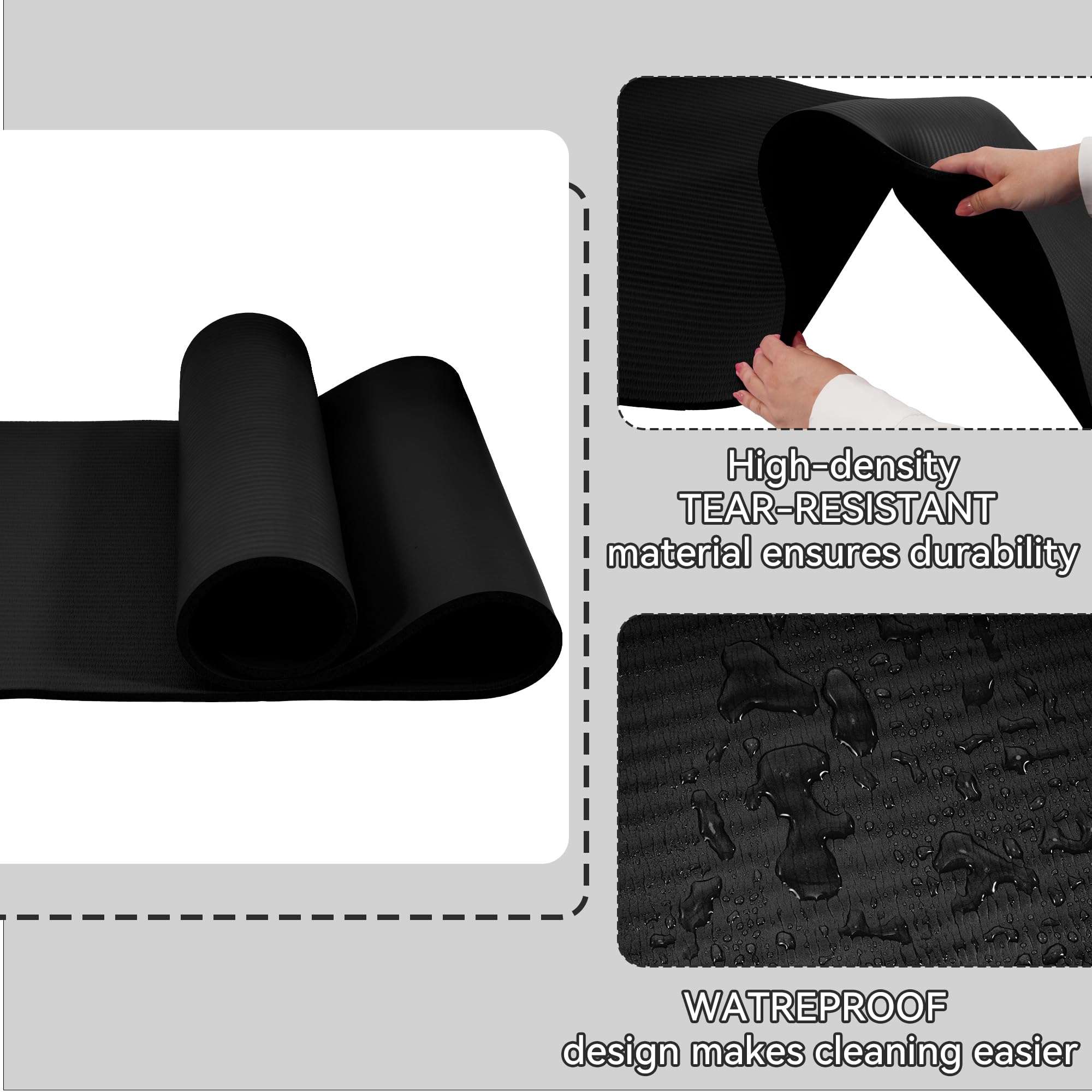 Fitvids Yoga Mat, 1/2-Inch Extra Thick High Density Exercise Mat, Anti-Tear Exercise Yoga Mat with Carrying Strap, Suitable for Various Yoga Exercises - Image 4