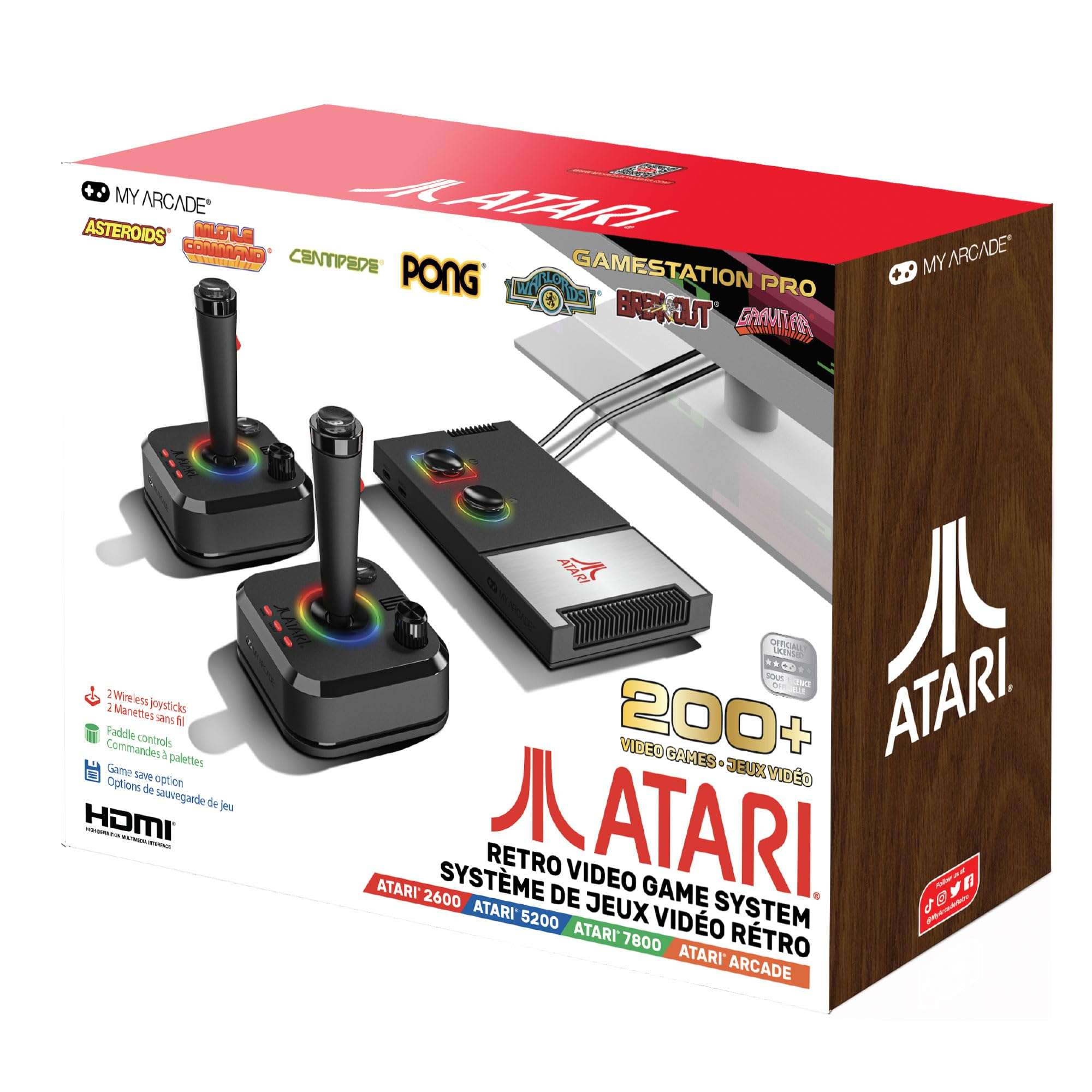 My Arcade Atari Game Station Pro: Retro Video Game Console with 200+ Games, Wireless Joysticks, RGB LED Lights, Atari 2600/5200/7800 and More - Image 1