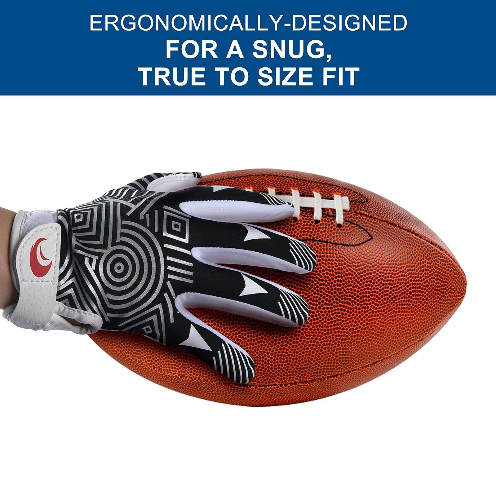 SPOMAT Youth Football Gloves Kids Silicone Grip Receiver Gloves with Super Stick Ability for Best Game Experience - Image 4