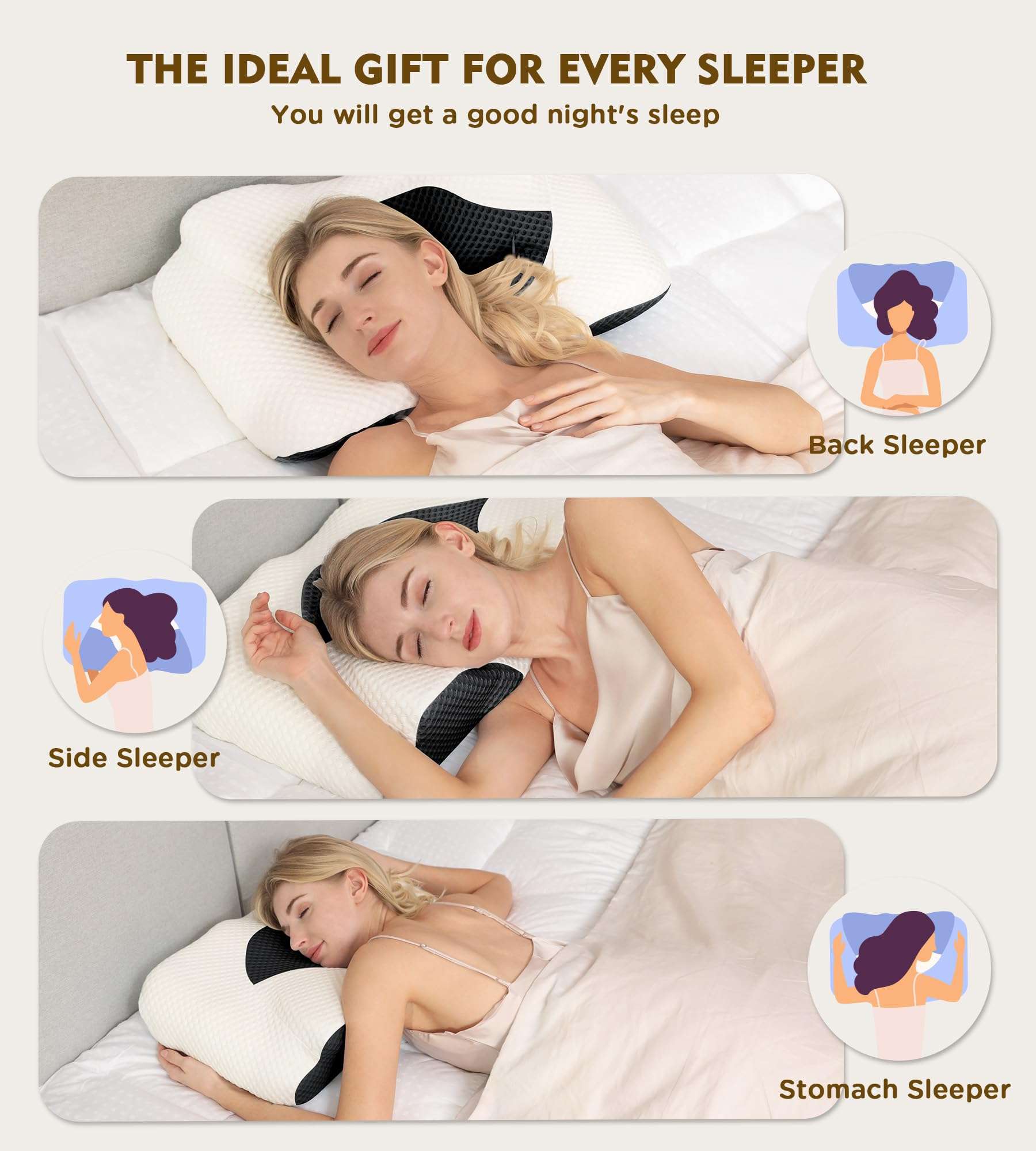 Osteo Cervical Pillow for Neck Pain Relief, Hollow Design Odorless Memory Foam Pillows with Cooling Case, Adjustable Orthopedic Bed Pillow for Sleeping, Support for Side Back Sleepers - Image 7