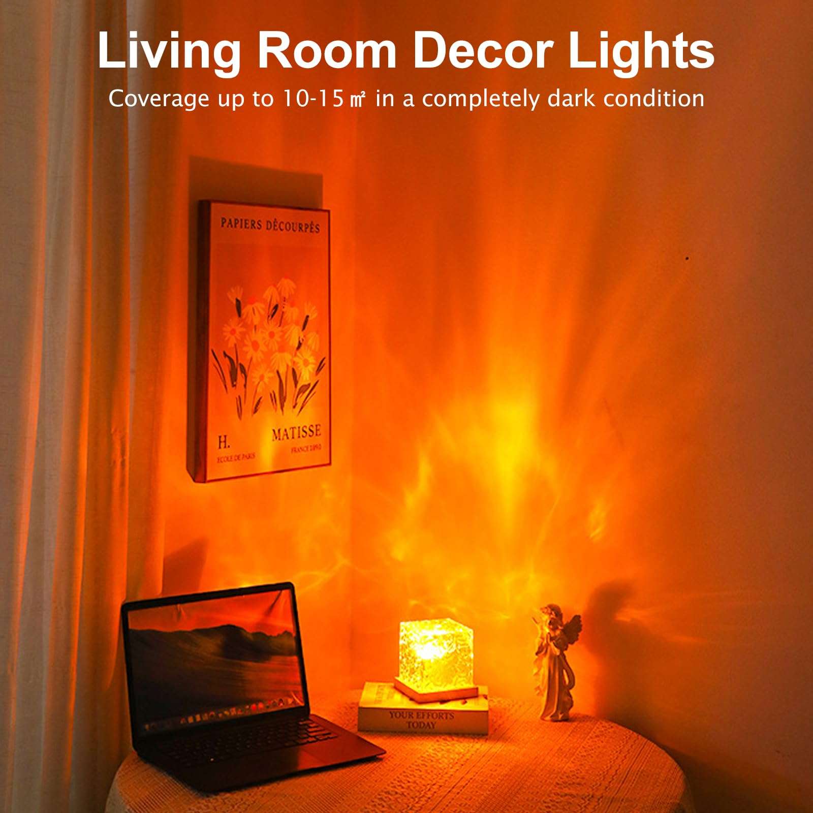 Aurora Glow Lamp,Ocean Wave Projector Light Ocean Lava Lamp Luminorthe Cube Northern Lights Cube with 16 Colors and Dynamic Ripple Effect for Living Room Bedroom Decor - 5.1inch - Image 7