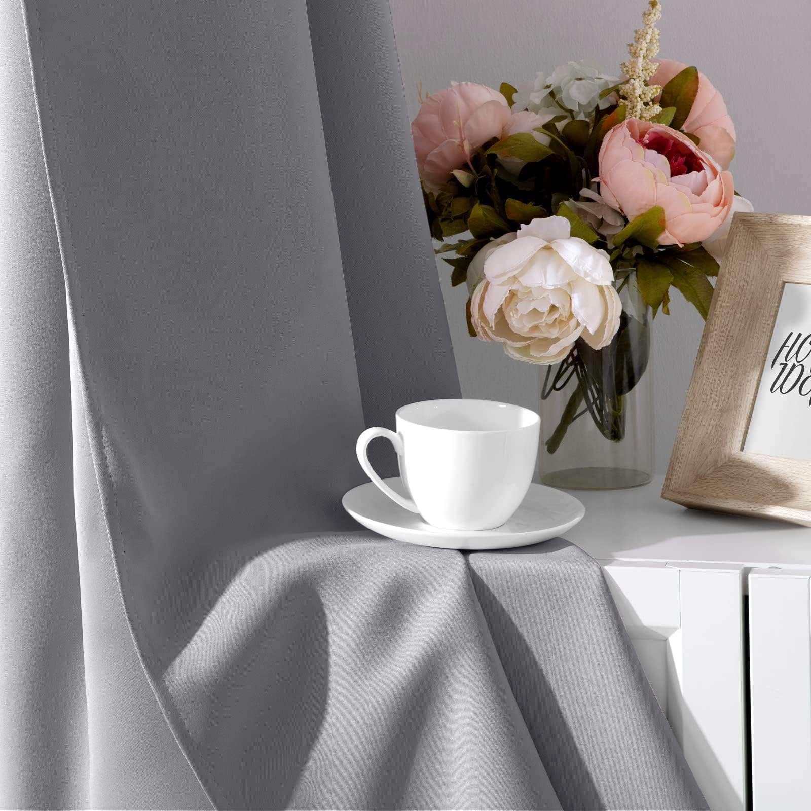 HOMEIDEAS Blackout Curtains for Bedroom 52 X 84 Inch Long 2 Panels Set Light Grey/Gray Room Darkening Curtains/Drapes, Soundproof Thermal Grommet Window Curtains for Living Room - Image 7
