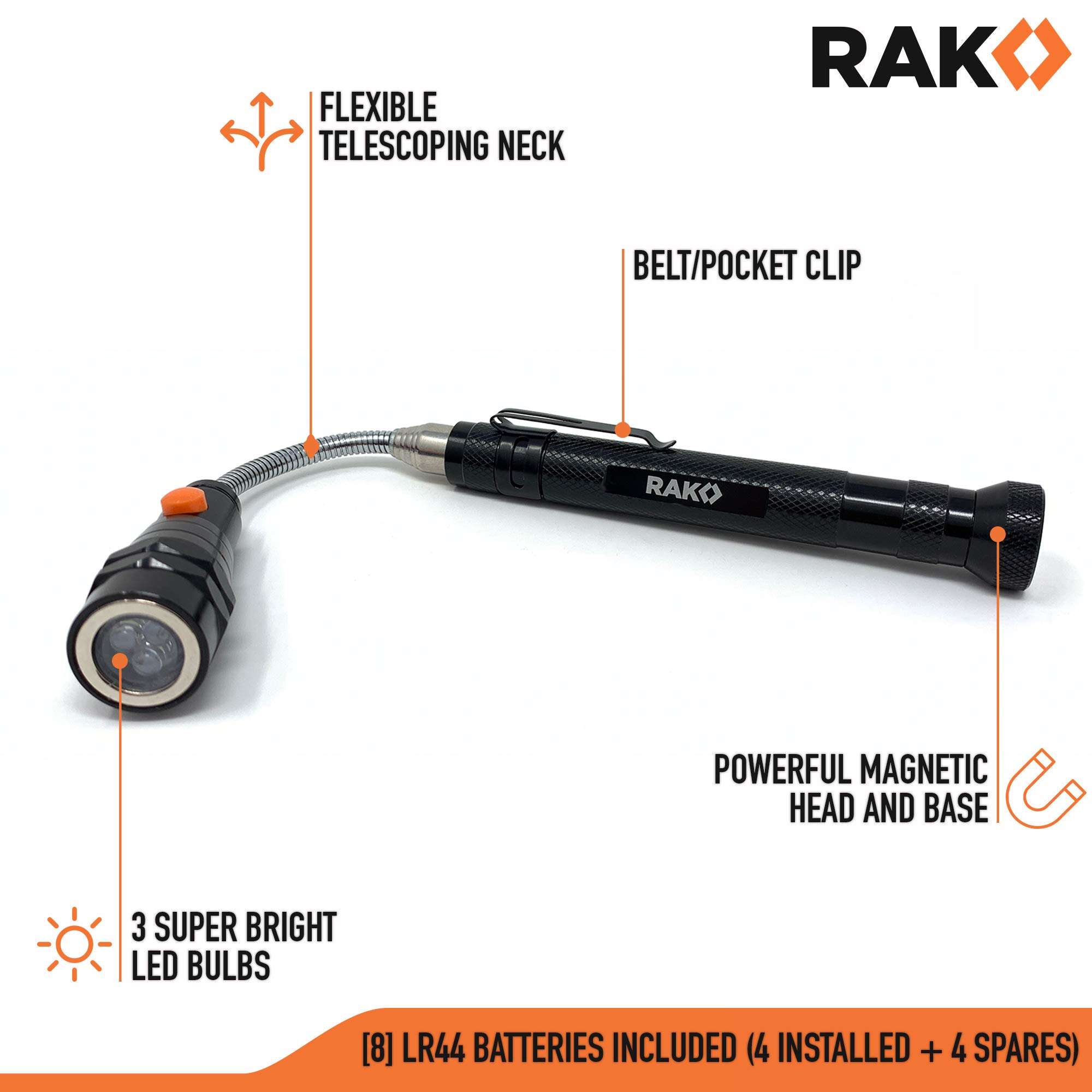 RAK Magnetic Pickup Tool Gifts for Men - Telescoping Magnet with LED Flashlight and 22 Inches Extendable Neck, Cool Magnetic Flashlight Gifts for Dad, Husband, Grandpa, Handyman - Image 4