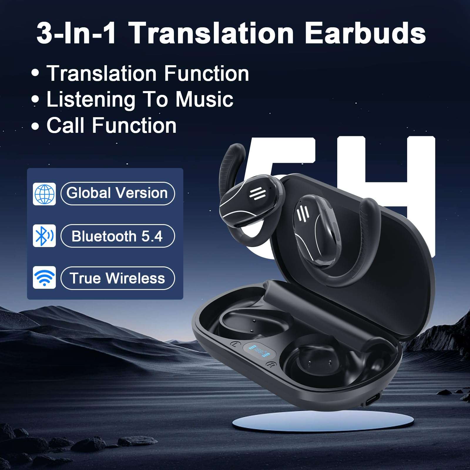Language Translator Earbuds, 3-in-1 AI Translation Earbuds Real Time Supports 144 Languages Translate Headphones Two Way Online Bluetooth Instant Voice Translation Device for iOS & Android - Image 2