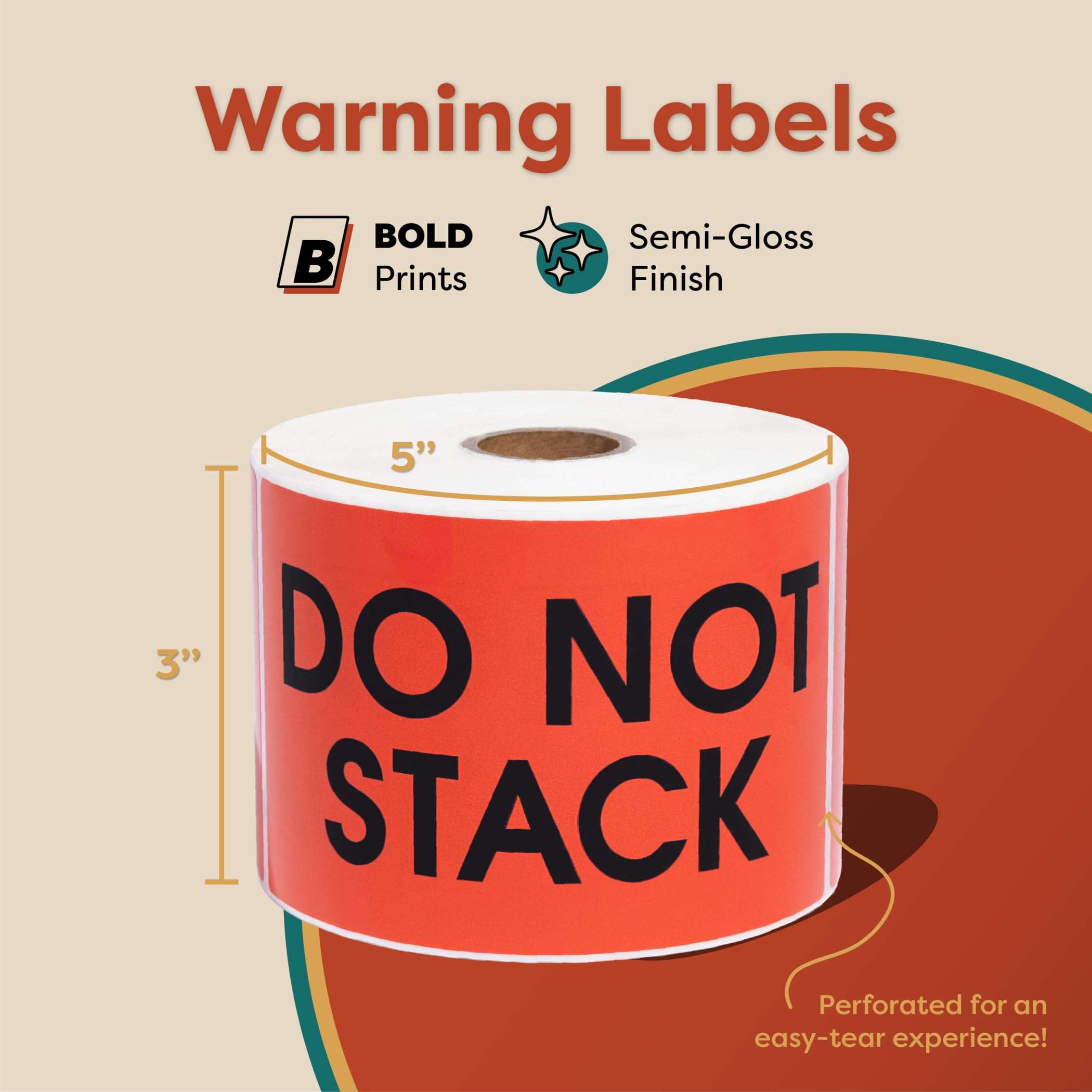 Aegis Adhesives - 3" X 5" Red Do Not Stack Stickers for Shipping and Moving Boxes - Warning Labels with Permanent Adhesive (1 Roll, 500/Roll) - Image 3