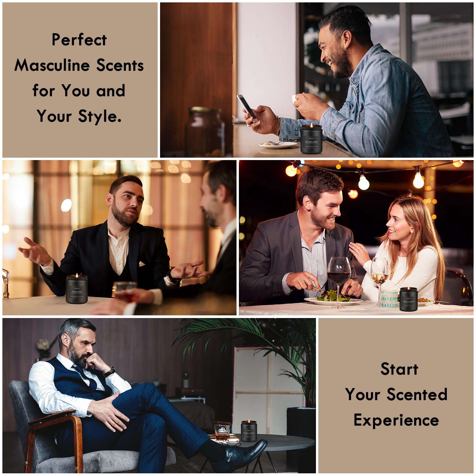 Scented Candles Set | Men Candle Set, Scented Candles for Home, Gifts for Men Aromatherapy Gift Set - 4 Pack Manly Gifts for Dad Fathers Day, Soy Candle of Leather/Smoke & Vanilla/Oak/Lavender - Image 8