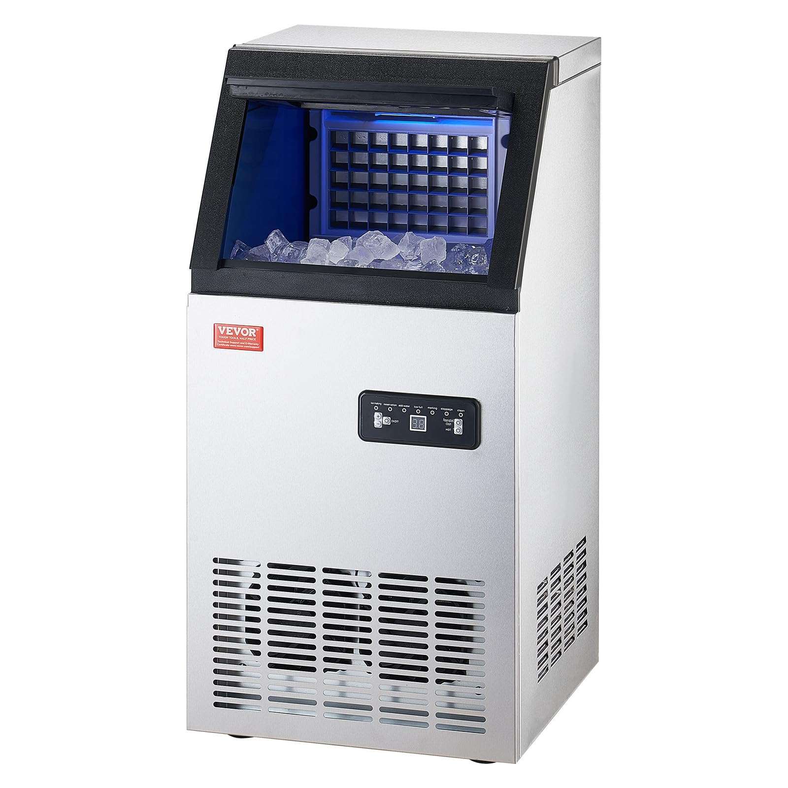 VEVOR Commercial Ice Maker, 100lbs/24H Ice Maker Machine with 28lbs Storage Capacity, 40 Ice Cubes in 15 Minutes, Freestanding Ice Maker for Bar Home Office Restaurant, LED Display, Self-Cleaning - Image 10