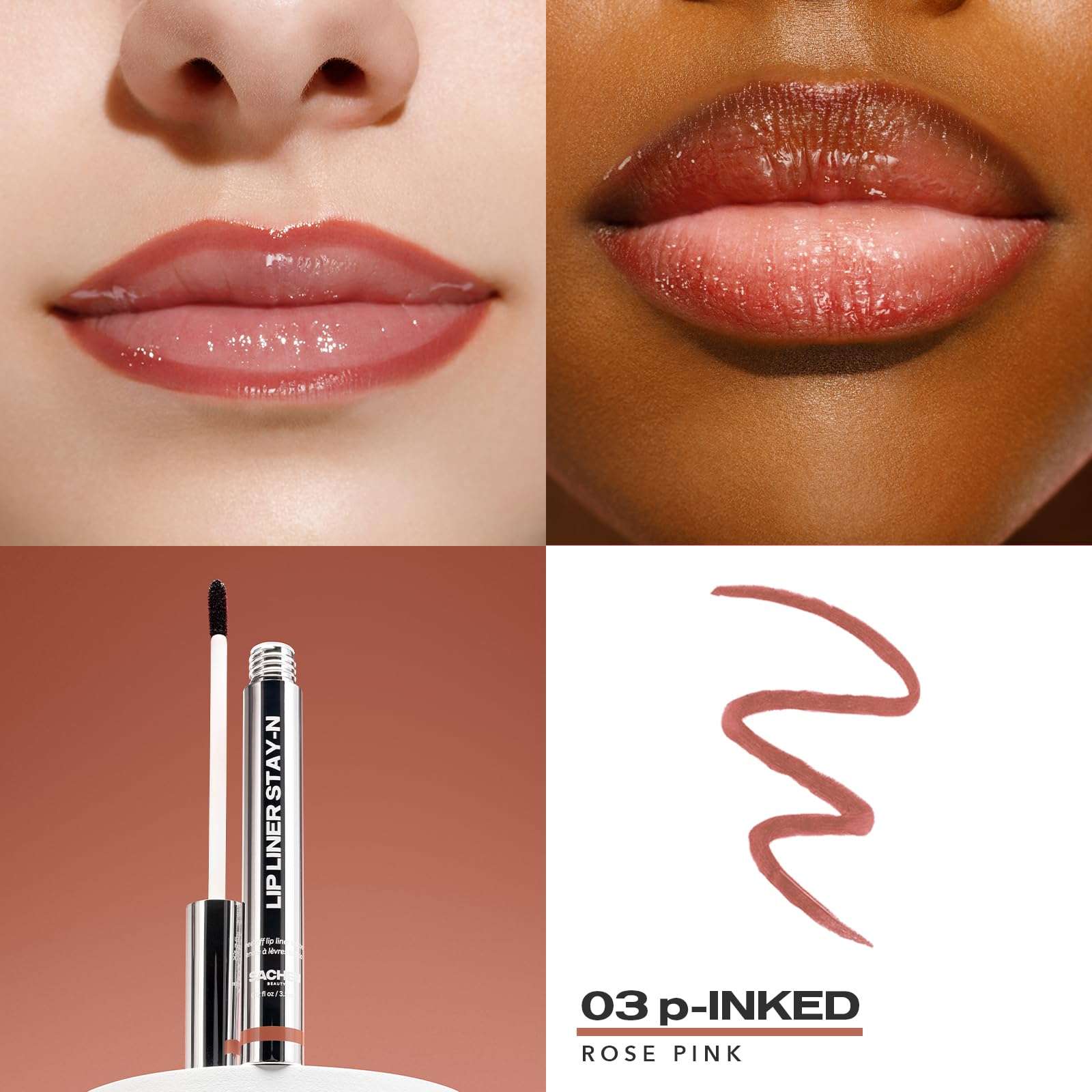 Sacheu Lip Liner STAY-N Peel Off Lip Stain — Long Lasting Matte Lip Tattoo Transfer Proof Lipstain Infused with Hyaluronic Acid & Vitamin E for All Skin Types — Vegan & Cruelty-Free, p-INKED - Image 2