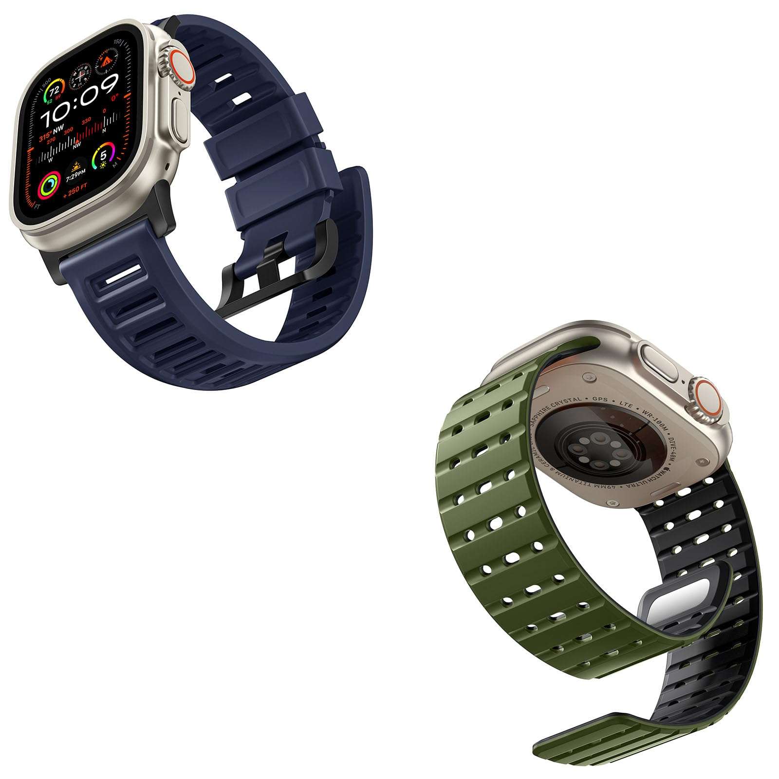 Bandletic R-FKM Sport Band + R-Lite Fit Magnetic Watchband Compatible with Apple Watch Ultra 2/Ultra Band 49mm/45mm/44mm/42mm for Men - Image 1
