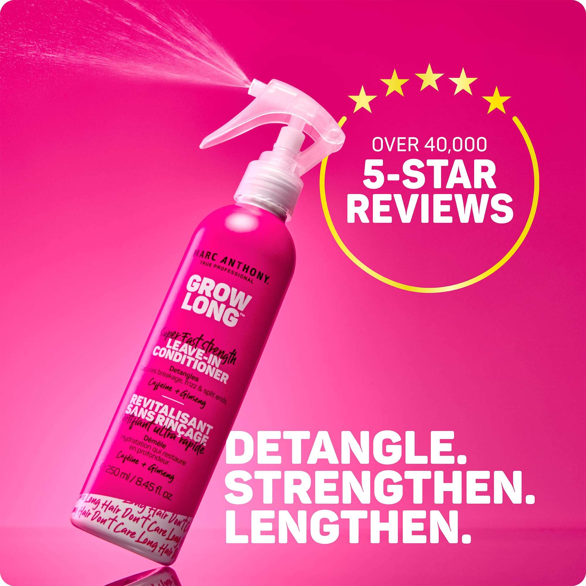 Marc Anthony Leave-In Conditioner Spray & Detangler, Grow Long Biotin - Anti-Frizz Deep Conditioner For Split Ends & Breakage - Vitamin E, Caffeine & Ginseng for Curly, Dry & Damaged Hair - Image 3