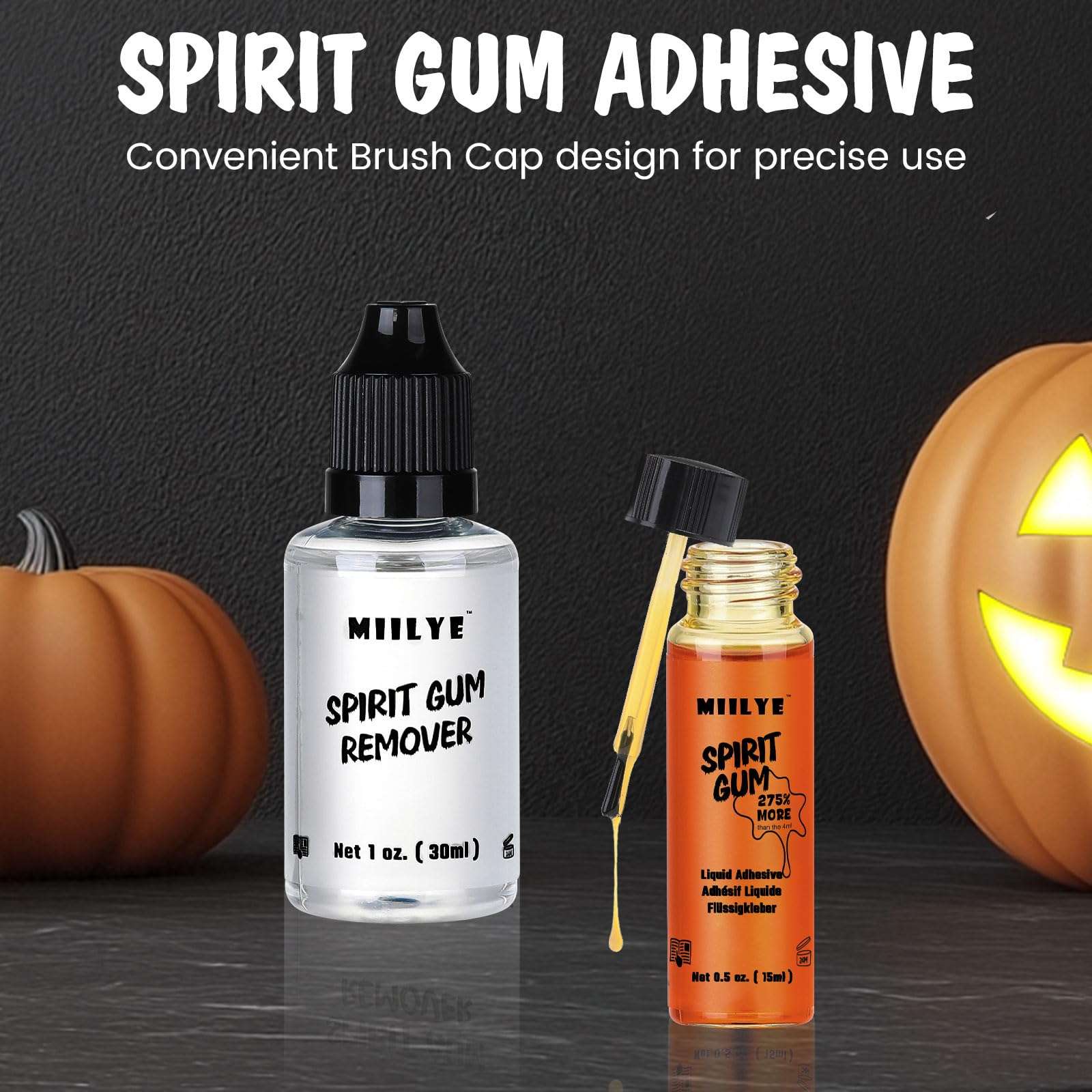 MIILYE Spirit Gum Adhesive and Remover – 15ml Professional Cosmetic Glue for Face, Skin, Body, Stage Special Effect Prosthetics Makeup & Cosplay Wig - Image 6
