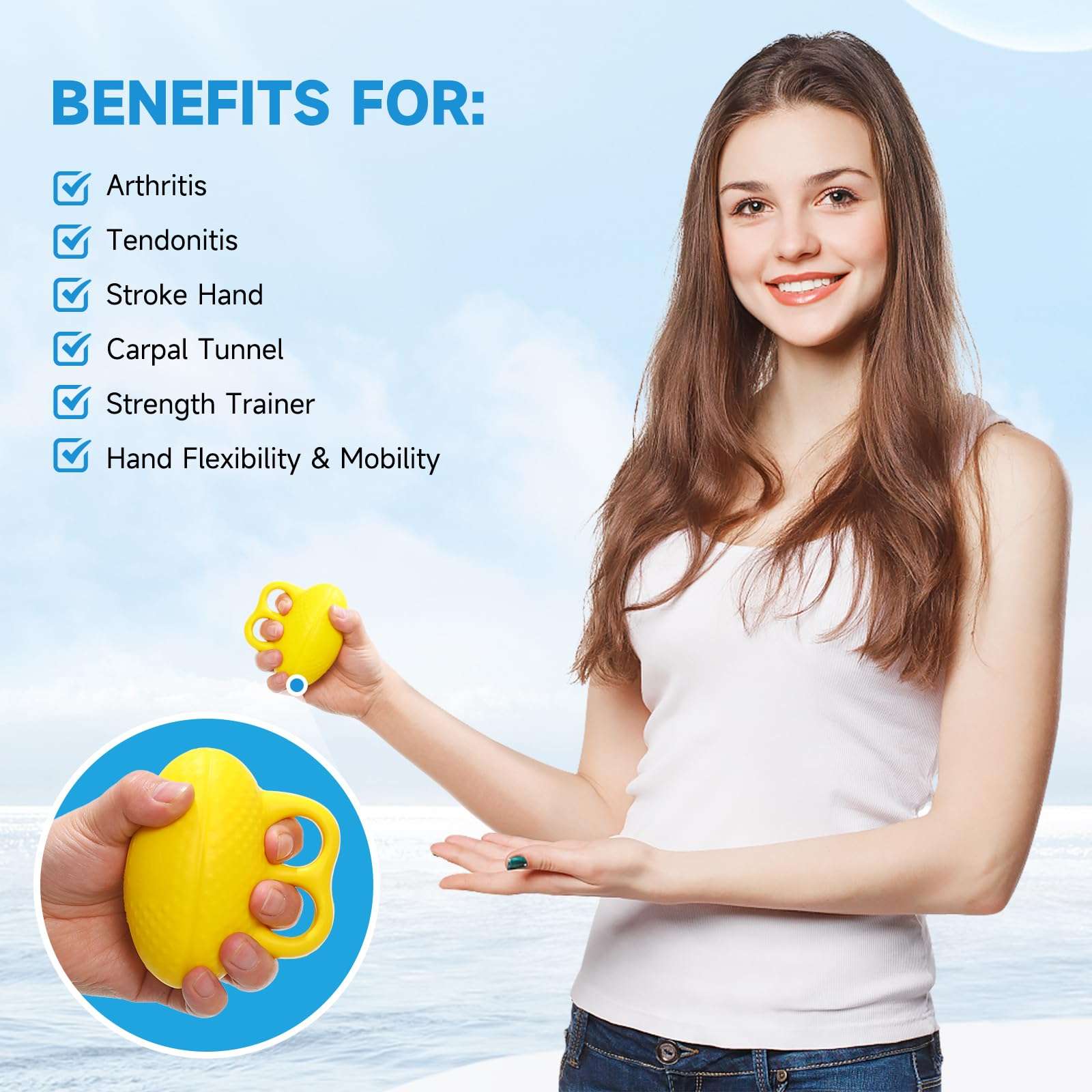 Fanwer Finger Exerciser Hand Squeeze Ball, Hand Grip Strength Trainer Build Hand, Finger and Wrist Strength, Finger Extension Exerciser for Rehab, Arthritis, Carpal Tunnel - Image 3
