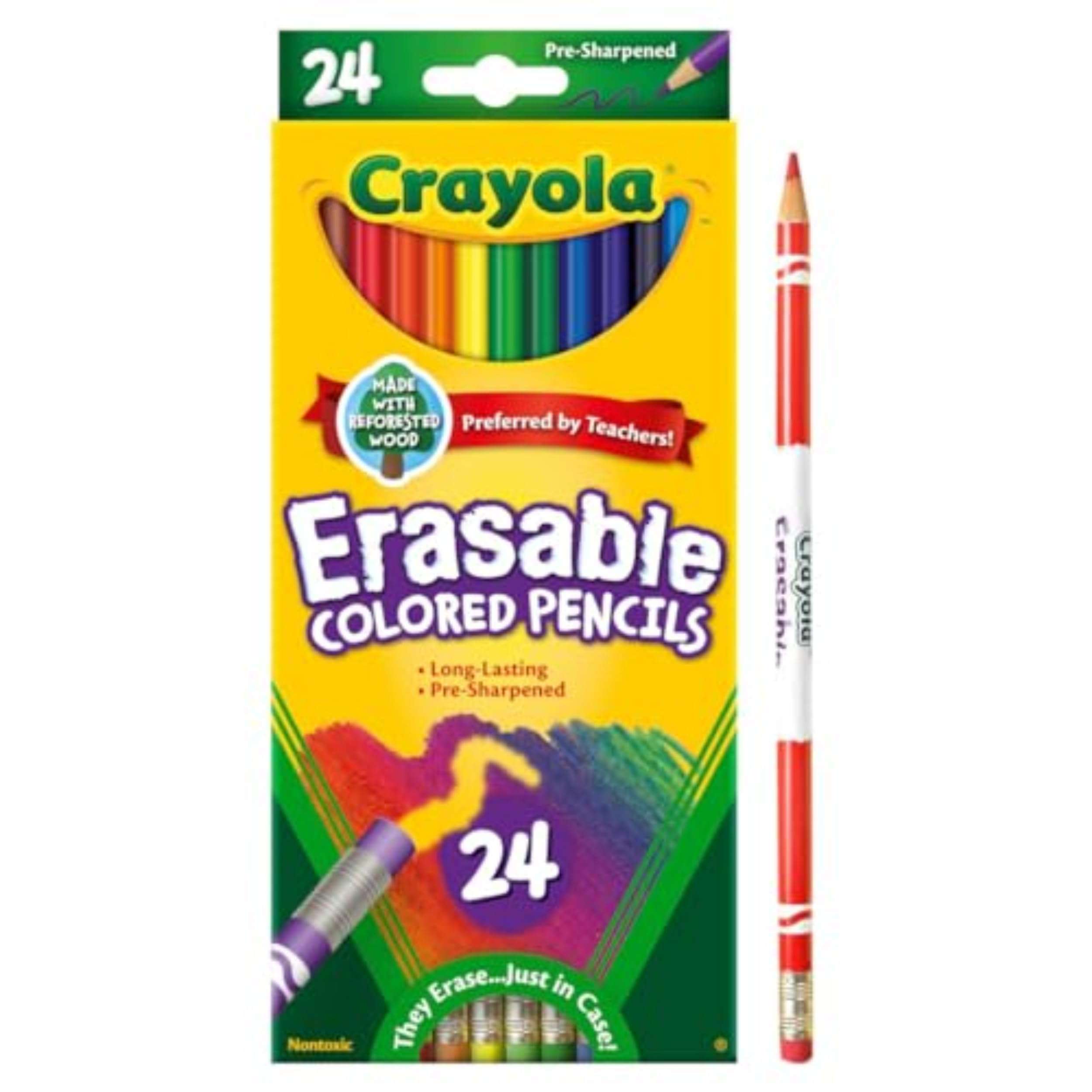 Crayola Erasable Colored Pencils (24ct), Assorted Kids Colored Pencils for Coloring Books, Back to School Essentials, Coloring Supplies for Classrooms, 6+ - Image 2