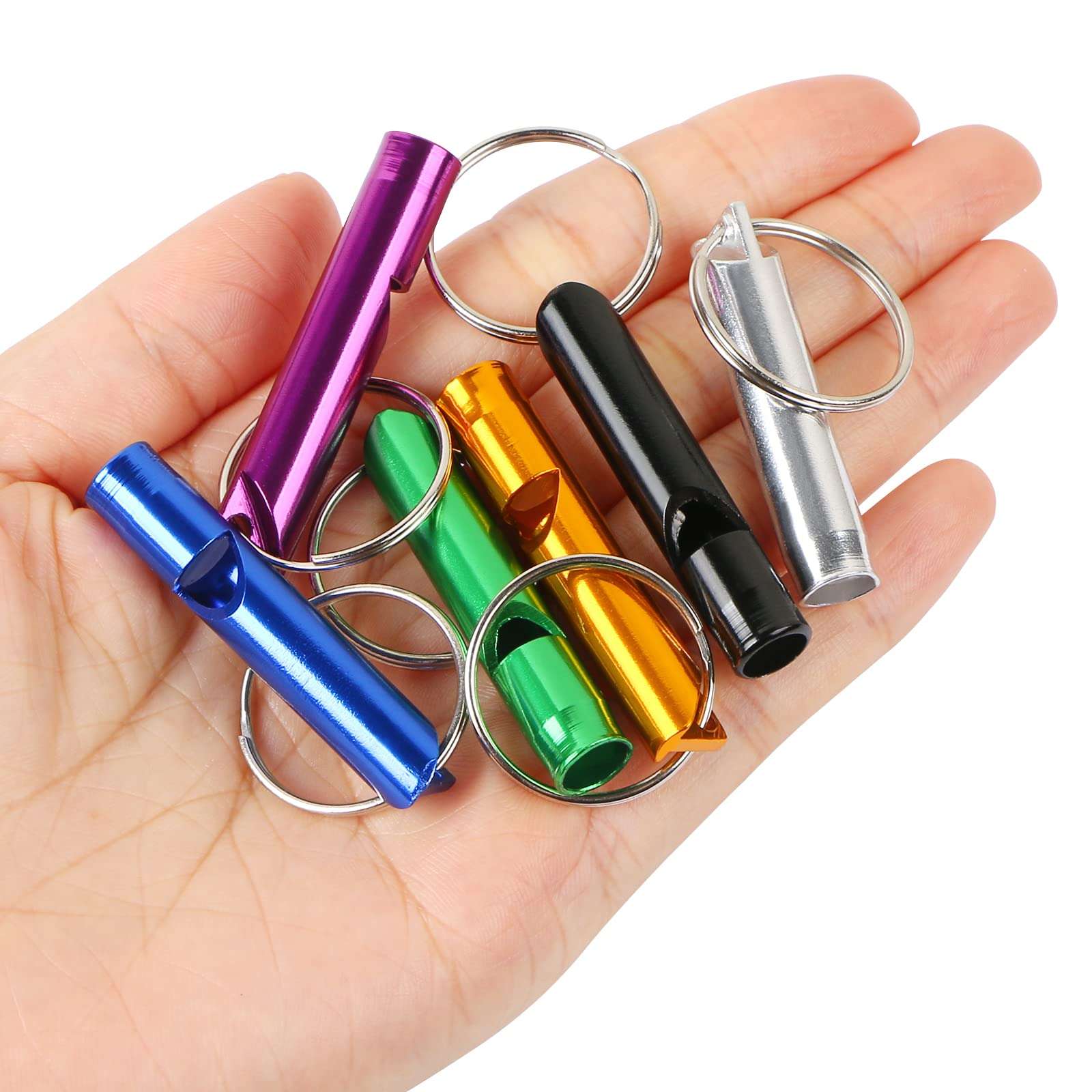 MIDELONG 12 pcs Emergency Whistle with Key Chain, Aluminum Extra Loud Safety Survival Whistle Keychain for Outdoor Sports Camping Hiking Boating Hunting, 6 Colors - Image 6