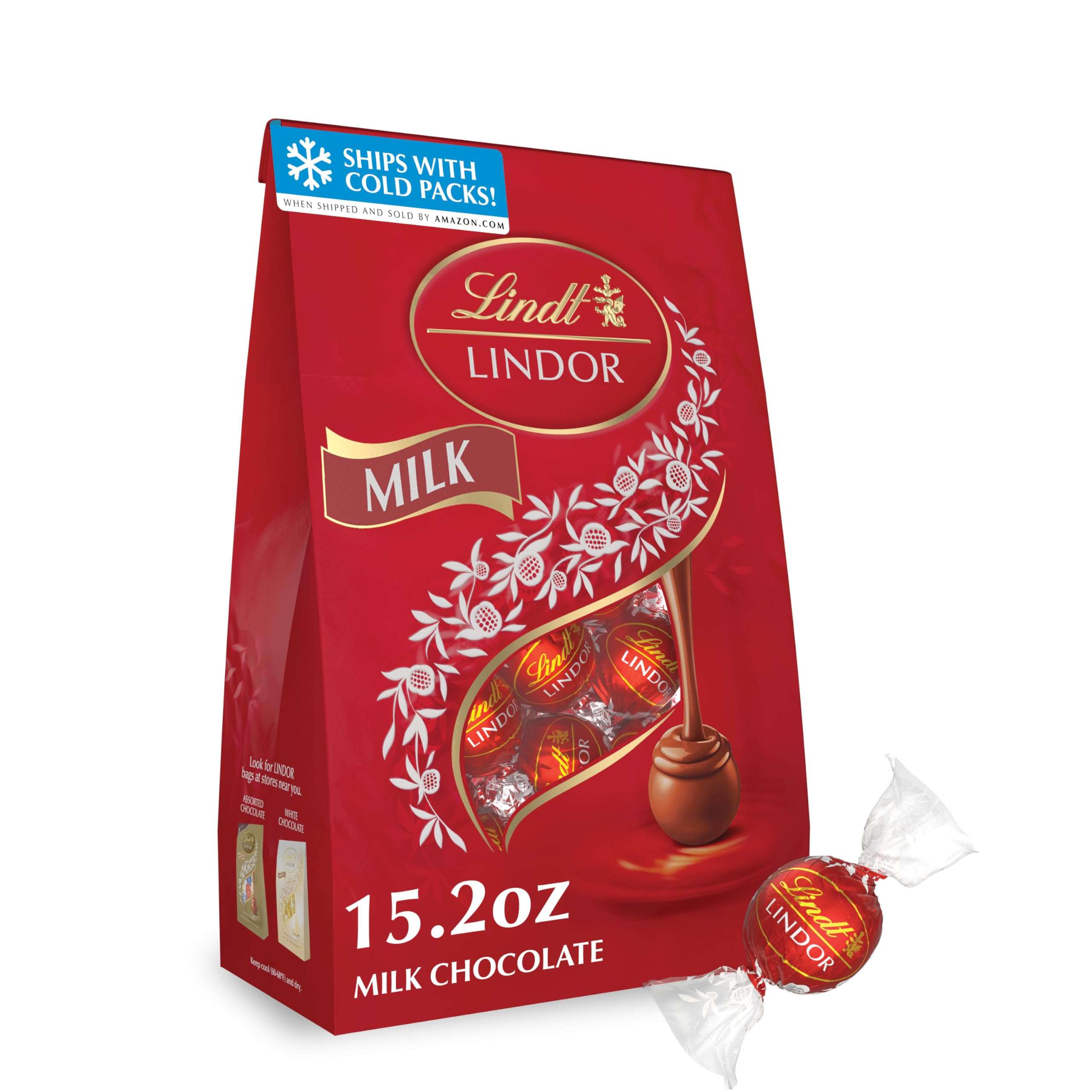 Lindt LINDOR Milk Chocolate Candy Truffles, Halloween Candy, 15.2 oz. Bag - Image 1