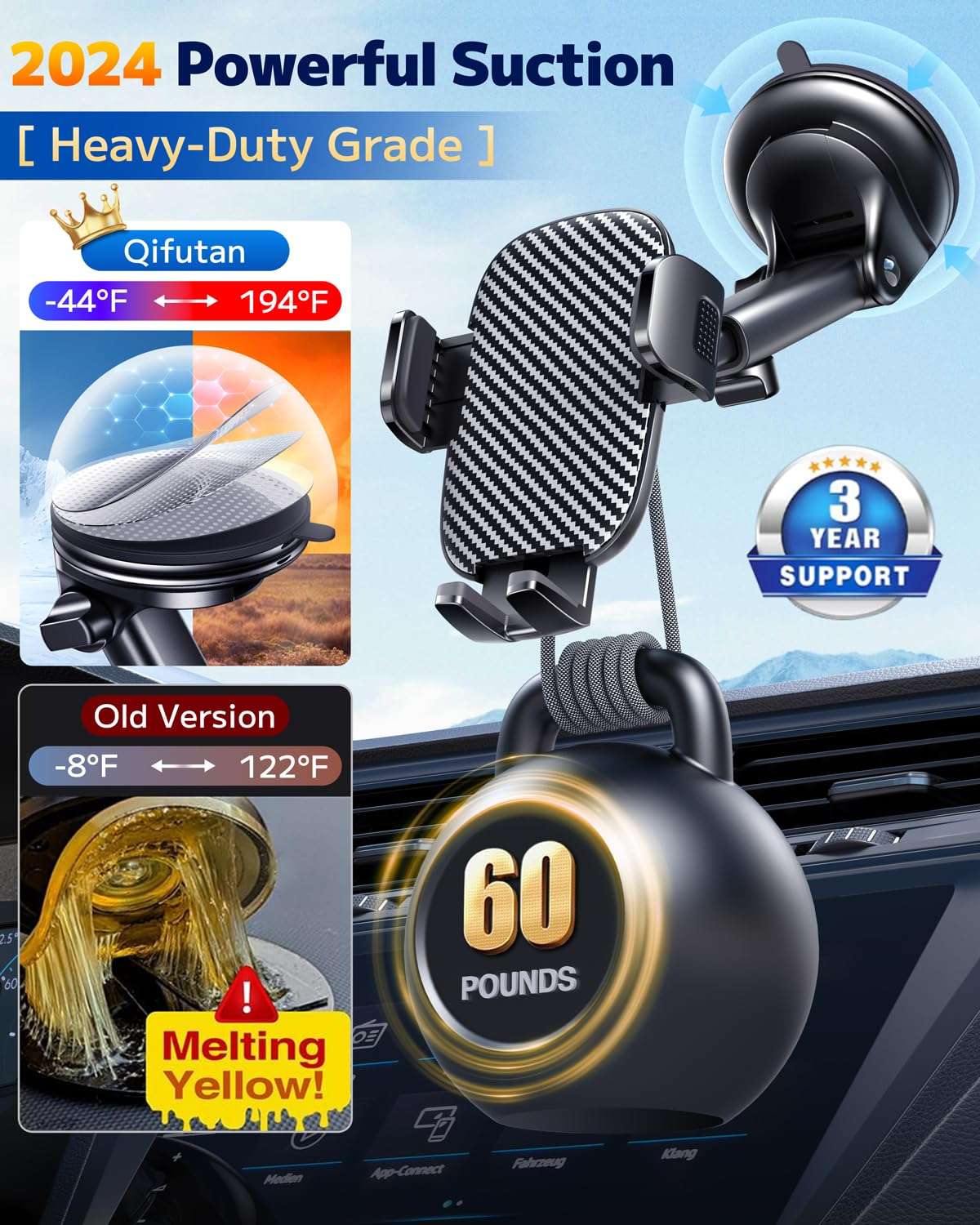 Qifutan Car Phone Holder Mount Phone Mount for Car Windshield Dashboard Air Vent Universal Hands Free Automobile Cell Phone Holder Fit for iPhone Smartphone Camera Mounts - Image 4