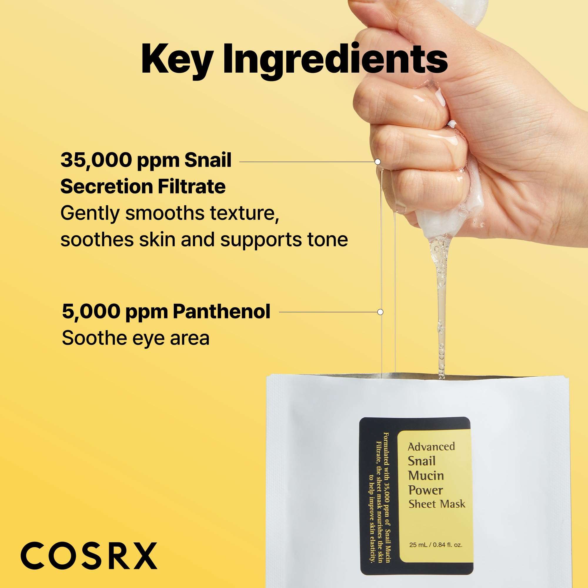 COSRX Snail Mucin Sheet Mask 10 EA with Snail Mucin Serum, Self Care, Face Masks for Dry, Sensitive Skin, Not Tested on Animals, No Parabens, No Sulfates, Korean Skin Care - Image 3