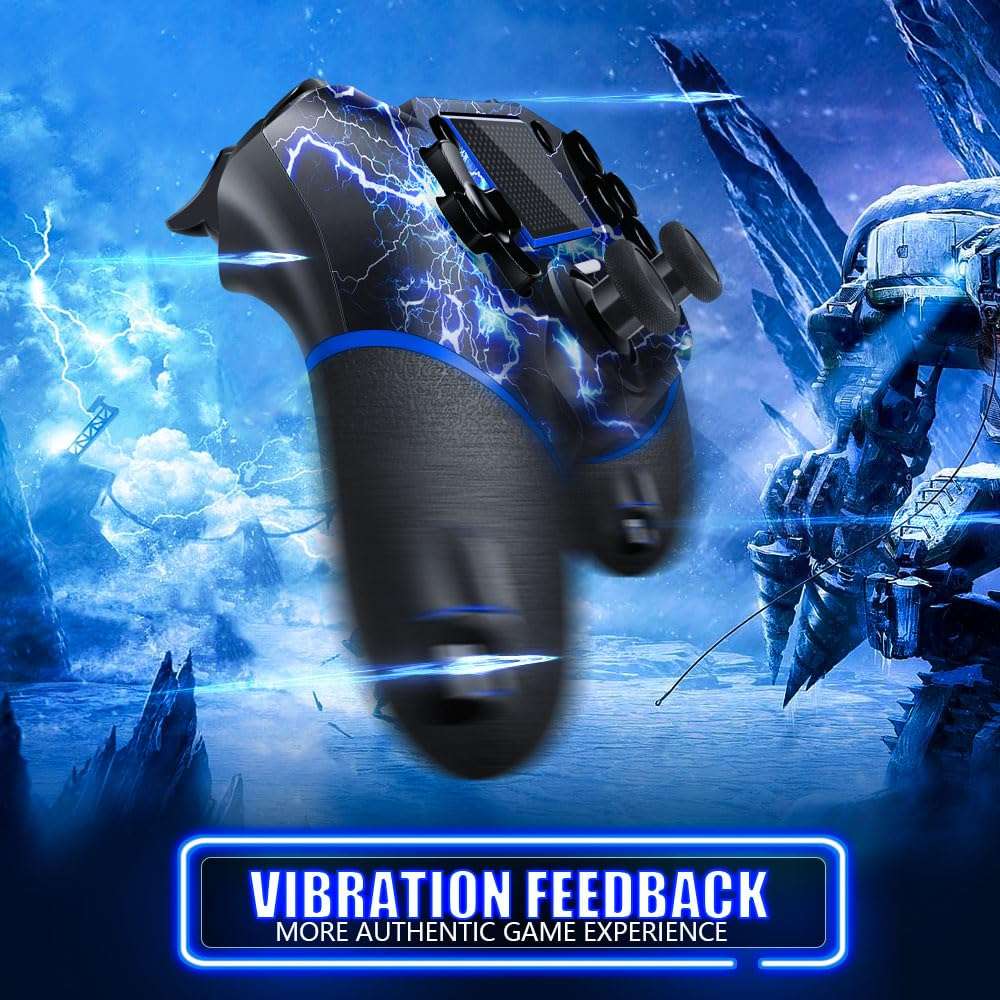 AceGamer Wireless Controller for PS4, Custom Design V2 Gamepad Joystick for PS4 with Non-Slip Grip of Both Sides and 3.5mm Audio Jack! Thumb Caps Included! (Lightning) - Image 4