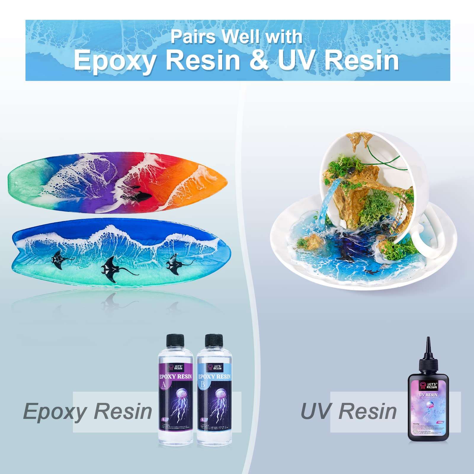 LET'S RESIN Ocean White Epoxy Resin Pigment 167g/5.89oz, High Concentrated Paste for Epoxy & UV Resin, UV Resistant Opaque Pigment for Creates Cells & Lacing, 3D Flower Coasters - Image 3