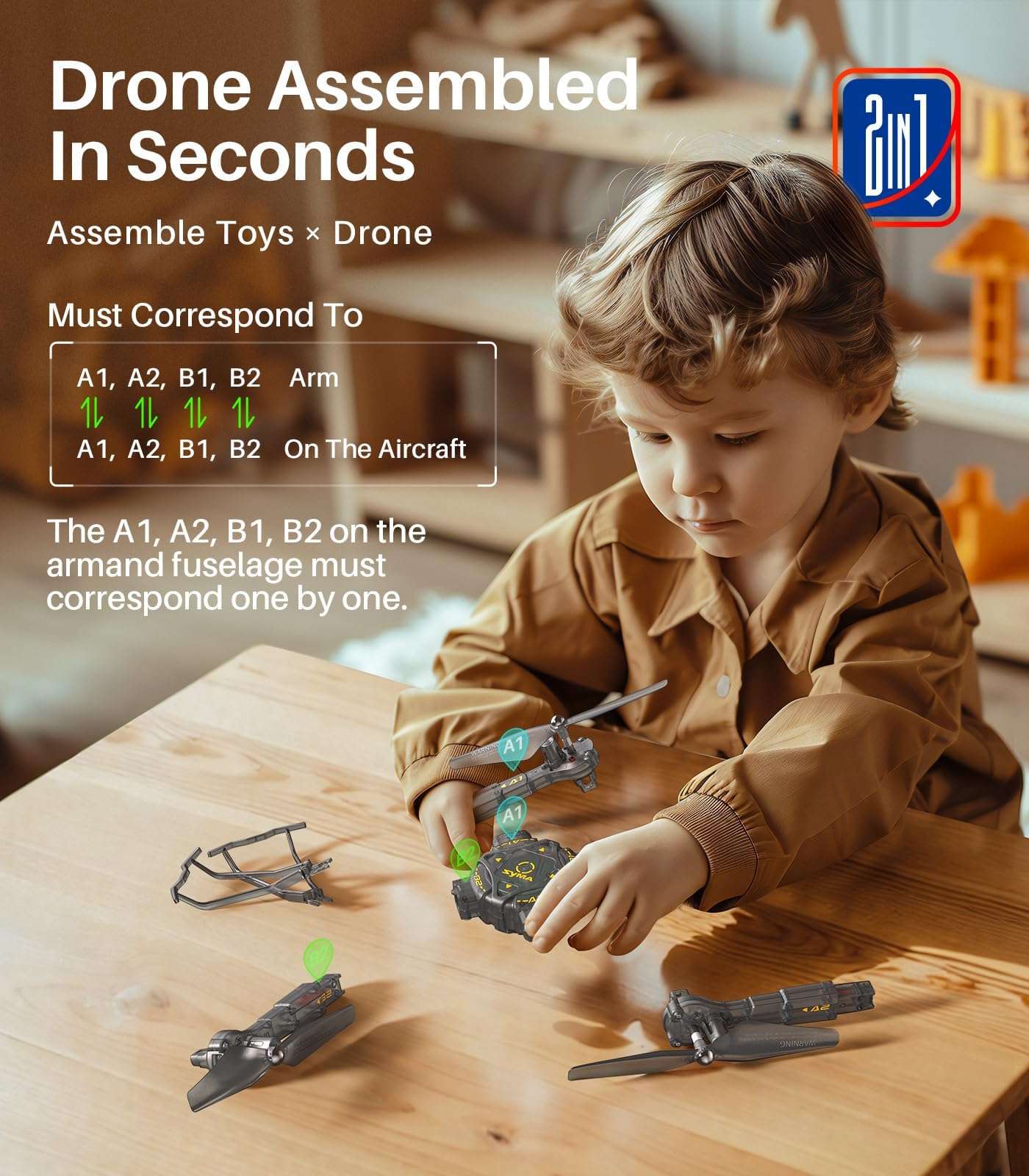 Drones for Kids, SYMA X440 RC Helicopter Drone with Detachable Arms with 7-Color Light Switching, 16 Stunts, 2 Batteries and Altitude Hold, Remote Control Toys for Boys Girls - Image 5