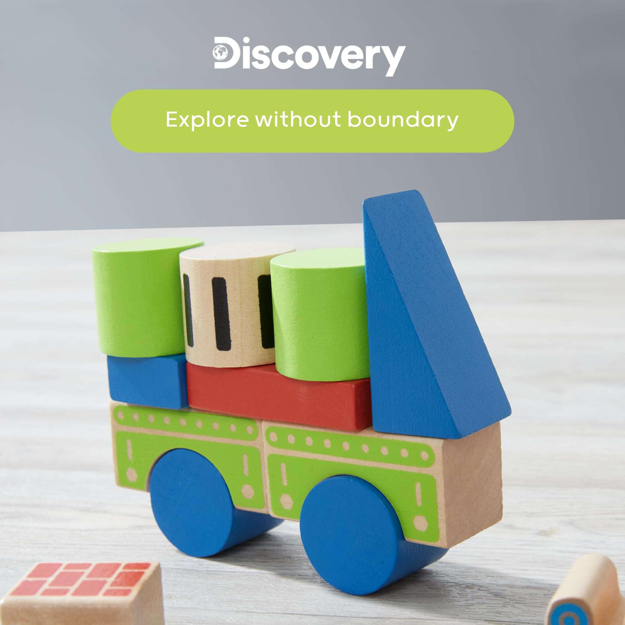 Discovery™ Wood Castle Blocks 80-Piece [Amazon Exclusive] Natural Wooden Building & Stacking Set, Imagination & Creativity Kids Activity Kit, Preschool Toddler Child Safe, Learning Playset Toy - Image 7