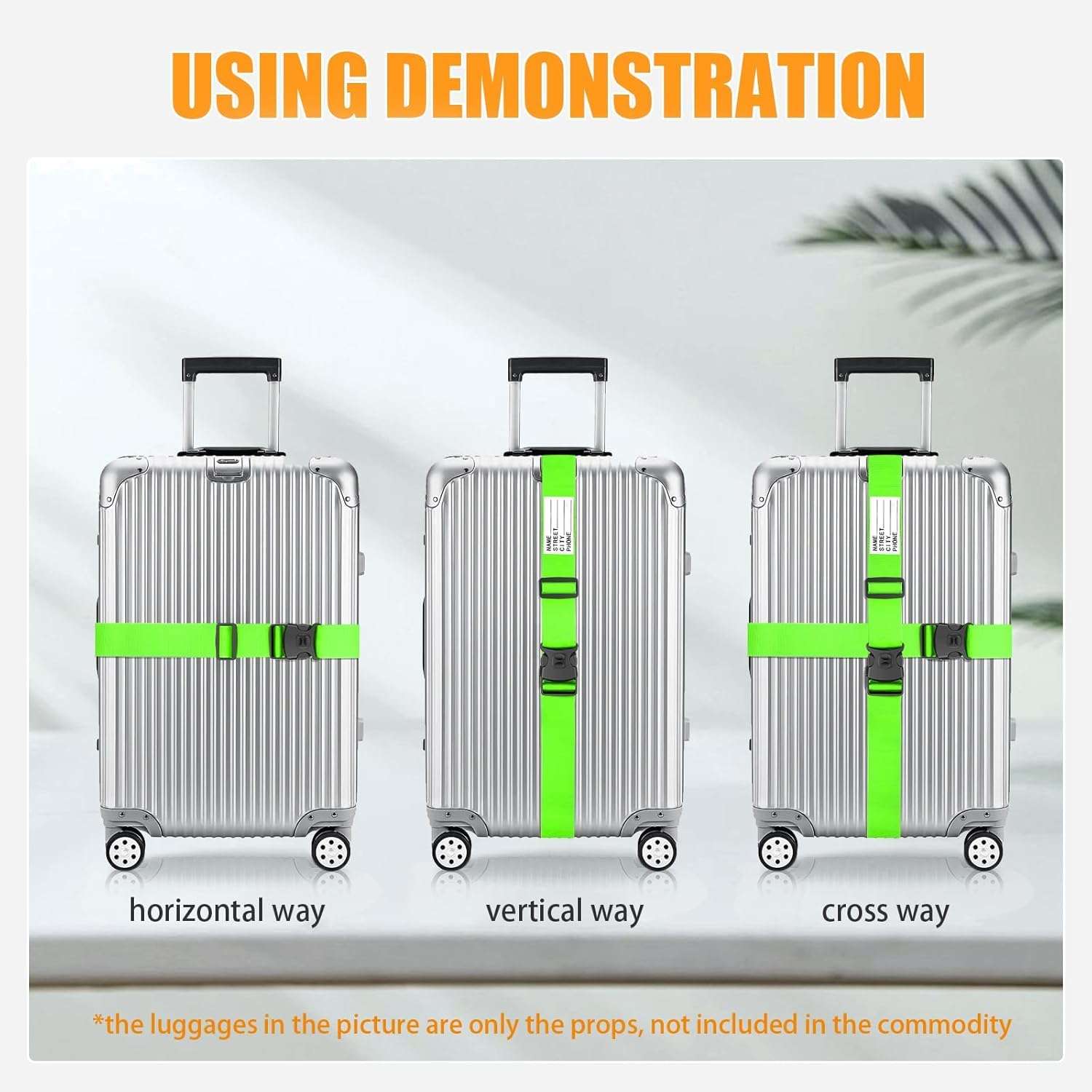 BILIONE Luggage Straps 88 inch Adjustable Suitcase Belt, Lockable Against Accidental Opening, Easy to Identify Travel Accessories, Add a Bag Connector Holds Suitcase Together (Energetic Green, 2) - Image 4
