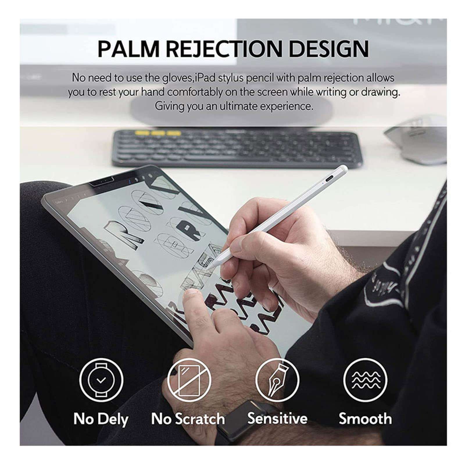 Stylus Pen for ipad with Tilt Sensitive & Palm Rejection, Active Pencil Compatible with Apple iPad Pro 11/12.9 Inch, iPad 6/7/8/9/10th Generation, iPad Air 3rd/4th, iPad Mini 5/6th Gen - Image 6