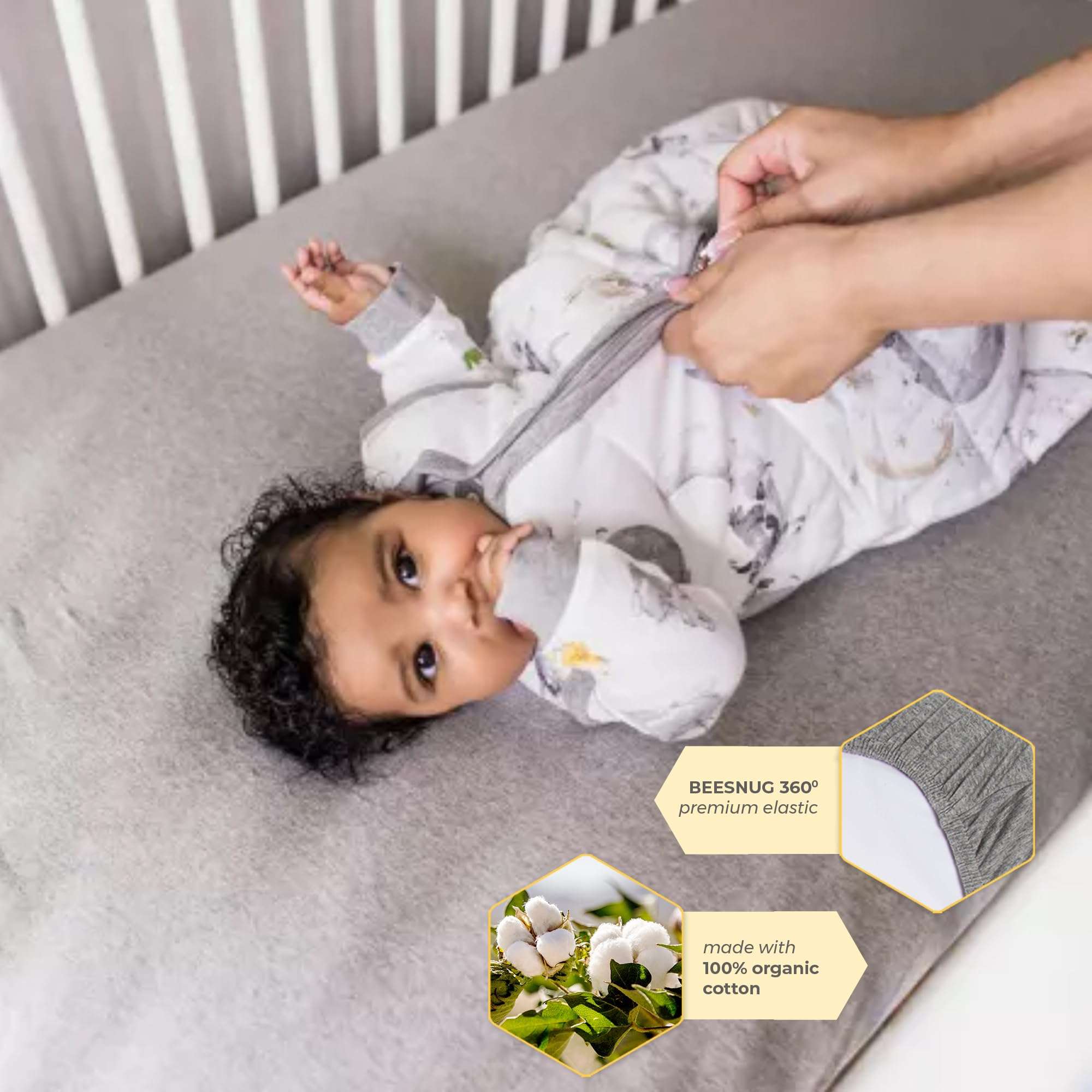 Burt's Bees Baby Essential Organic Cotton Fitted Crib Sheet, Breathable for Boy Girl Standard Crib & Toddler Mattresses - Image 3