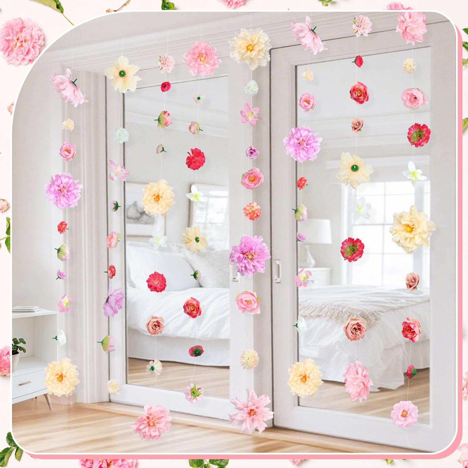 K KUMEED 6 PCS Artificial Rose Flowers Hanging Decorations,13 FT Dangling Fake Rose with Hooks Spring Party Decorations for Wedding Party Background Birthday Baby Shower Home Flower Garden Themed - Image 4