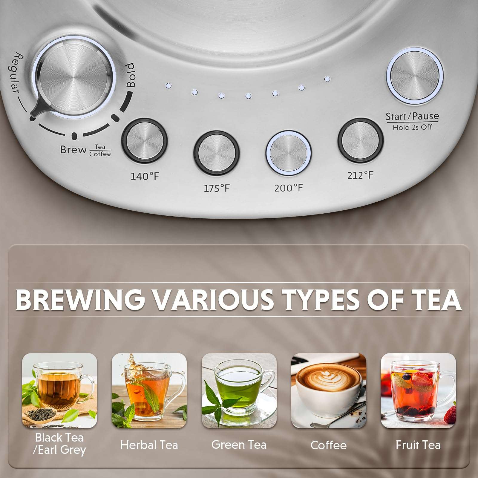 BUYDEEM K176 Tea Maker, Multifunctional Stainless Steel Electric Kettle for Tea and Coffee Brewing, Auto Keep Warm, 5 Flavor Controls, 1.5L - Image 5