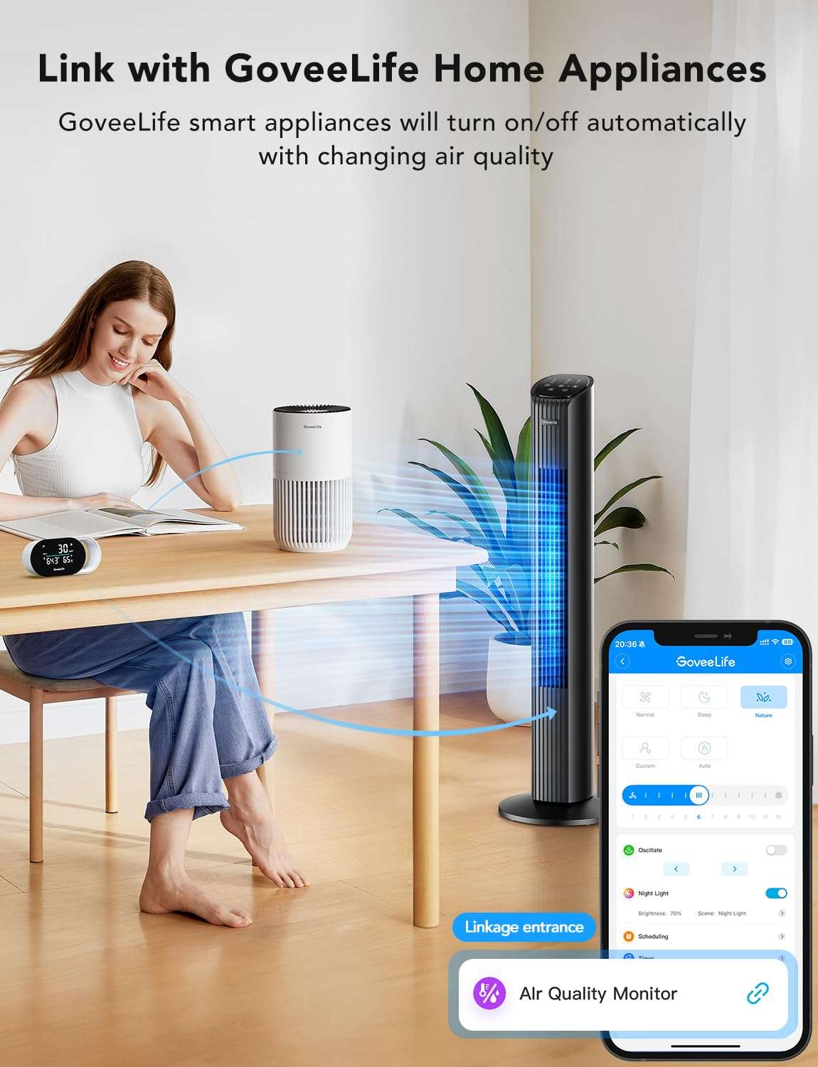 GoveeLife Smart Air Quality Monitor with PM2.5, WiFi, Temperature & Humidity Sensors, LED Display, 2s Refresh, 2-Year Data Storage, for Home & Office Wired - Image 2