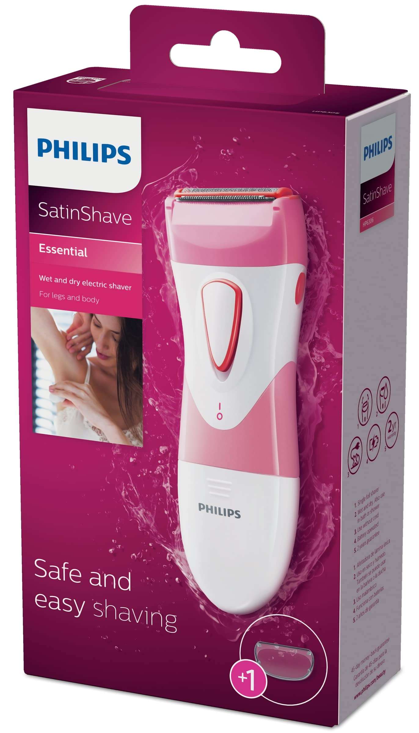 Philips SatinShave Essential Women’s Wet & Dry Electric Shaver for Legs & Body, Cordless, with Hypoallergenic Foil, HP6306/50 - Image 7