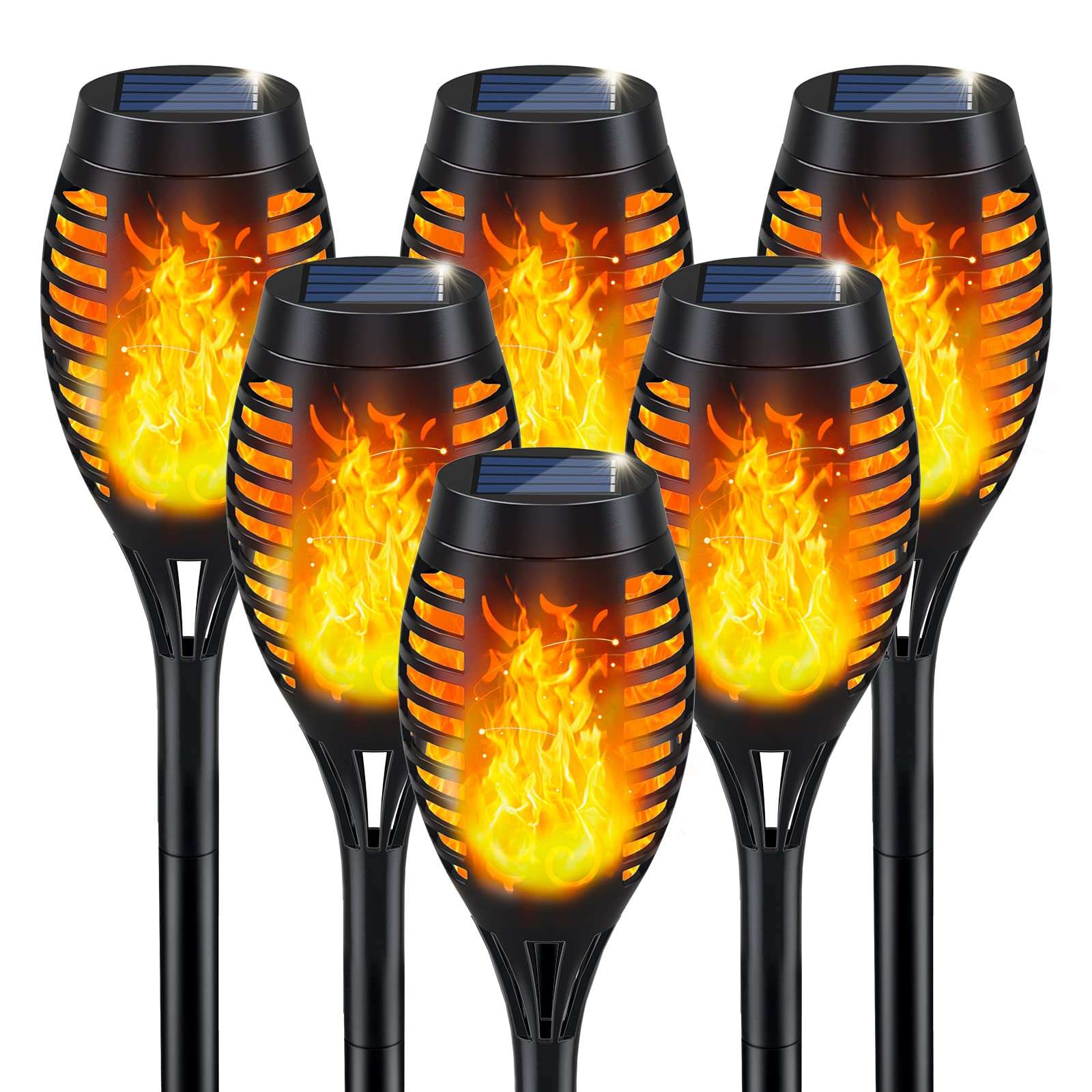 IkeeRuic Solar Lights Outdoor, Solar Torch Light with Flickering Flame for Halloween Decor, Solar Garden Lights, Waterproof Outdoor Lighting, Flame Torches for Outside Patio Pathway Yard Decorations - Image 1